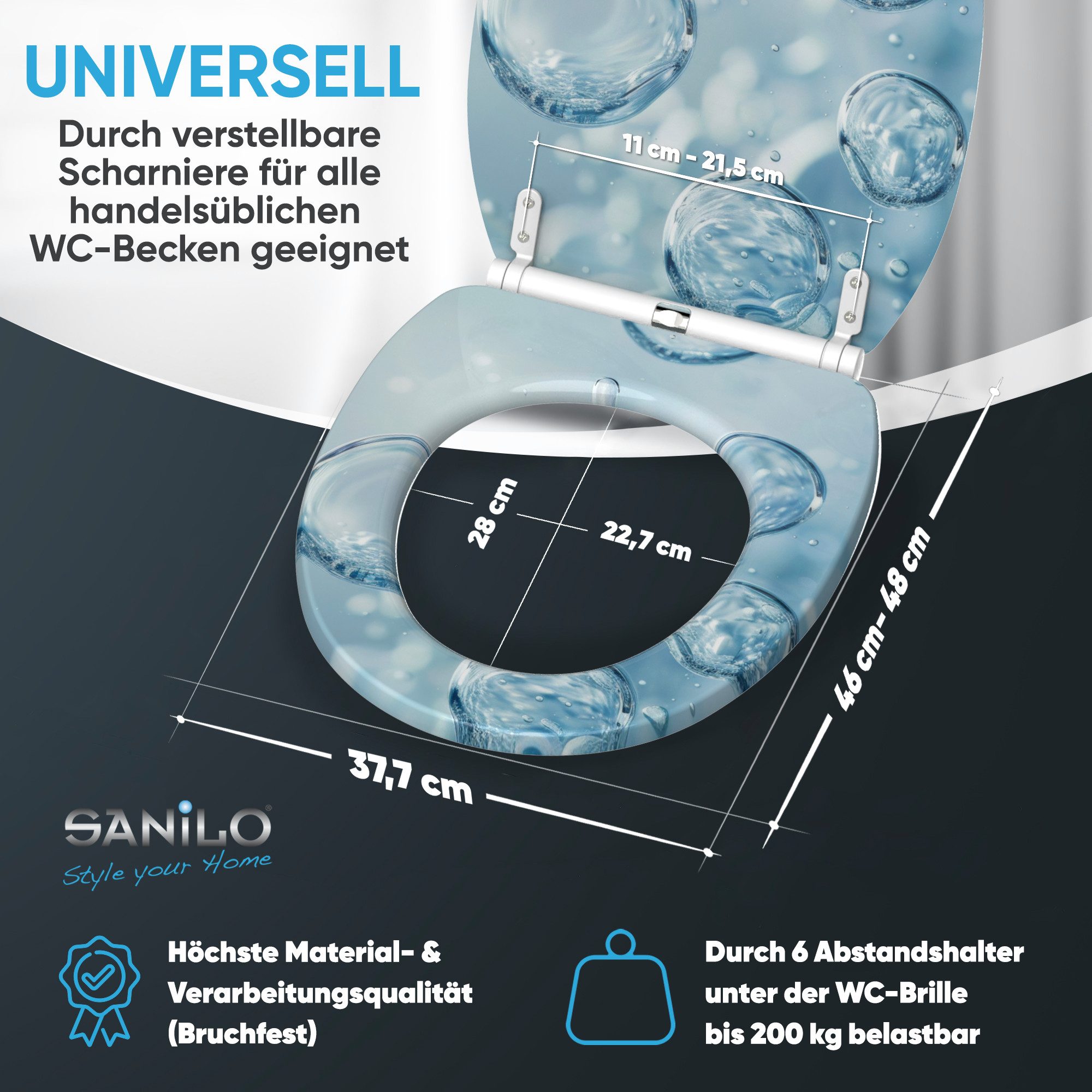 Sanilo WC-Sitz mit Absenkautomatik & Top Fix in vielen Designs, hochwertig, abnehmbar, leichte Montage von oben, mit Schraubenzieher – Bild 4 von 5