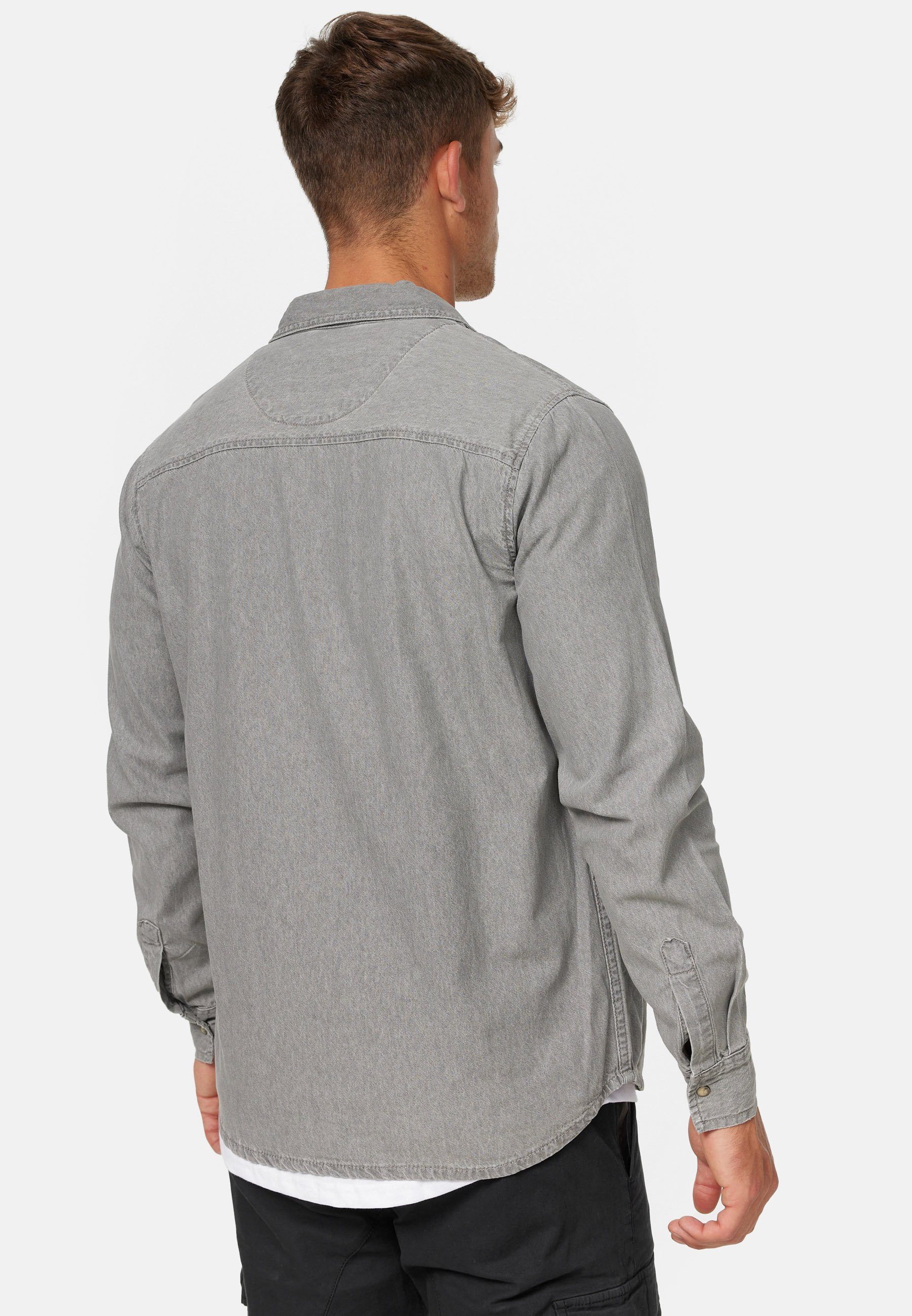 Indicode Langarmhemd Herren Mike Herrenhemd Langarm Jeanshemd mit 2 Brusttaschen