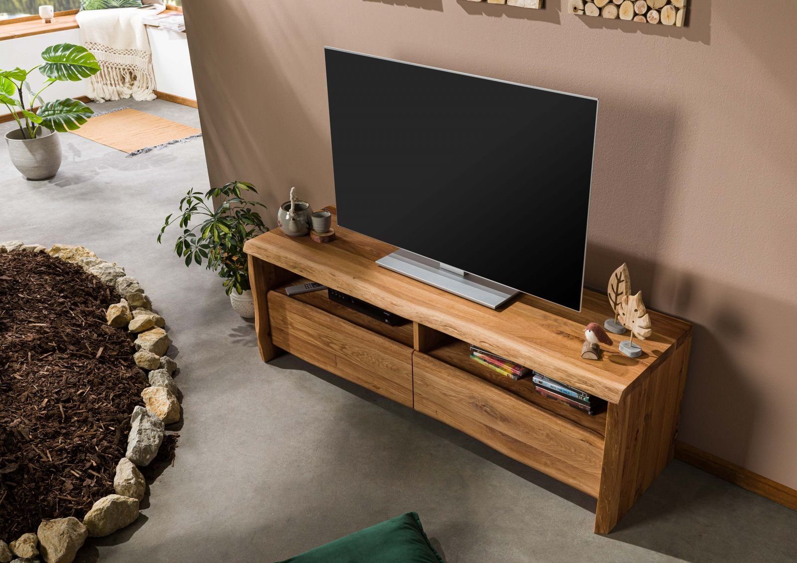 Massivmoebel24 TV-Board PURE OAK (Massivholz), TV-Board Wildeiche 151x45x50 natur geölt PURE OAK #108