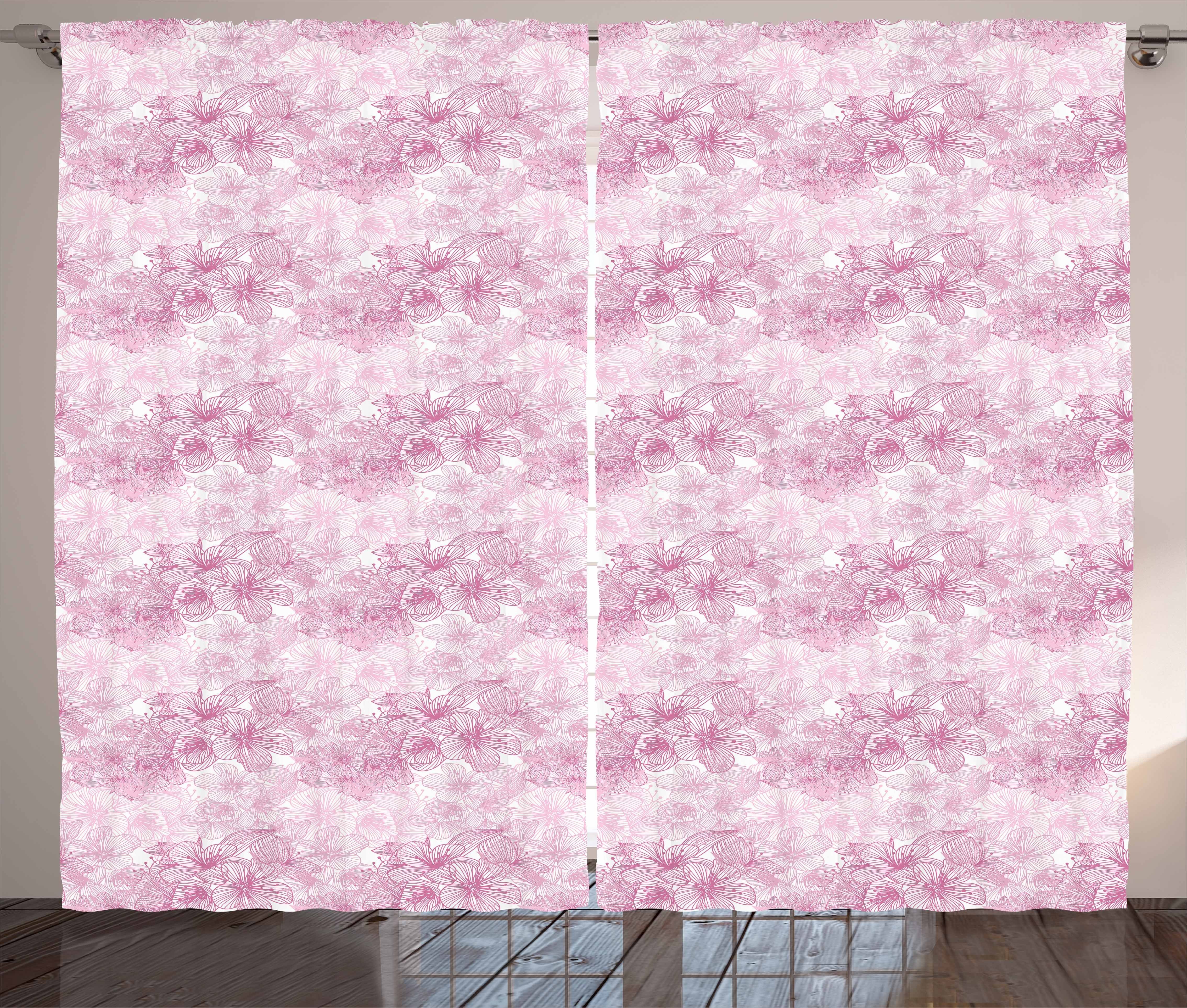 Gardine Schlafzimmer Kräuselband Vorhang mit Schlaufen und Haken, Abakuhaus, Kirschblüte Cage Art-Motiv