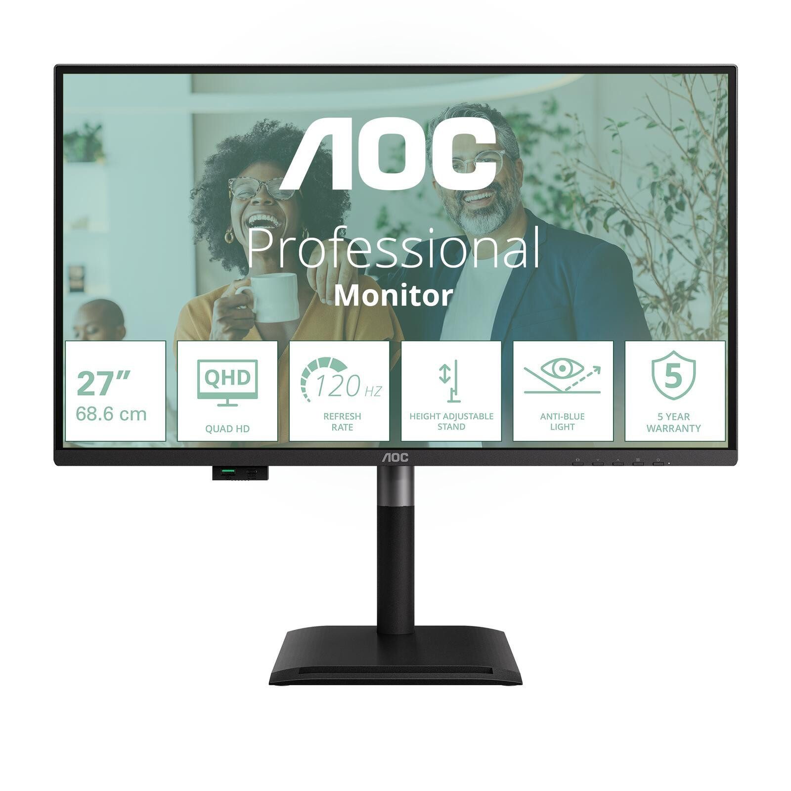 AOC Q27P4CV Gaming-LED-Monitor (2560 x 1440, 4 ms Reaktionszeit, 120 Hz, IPS Panel)