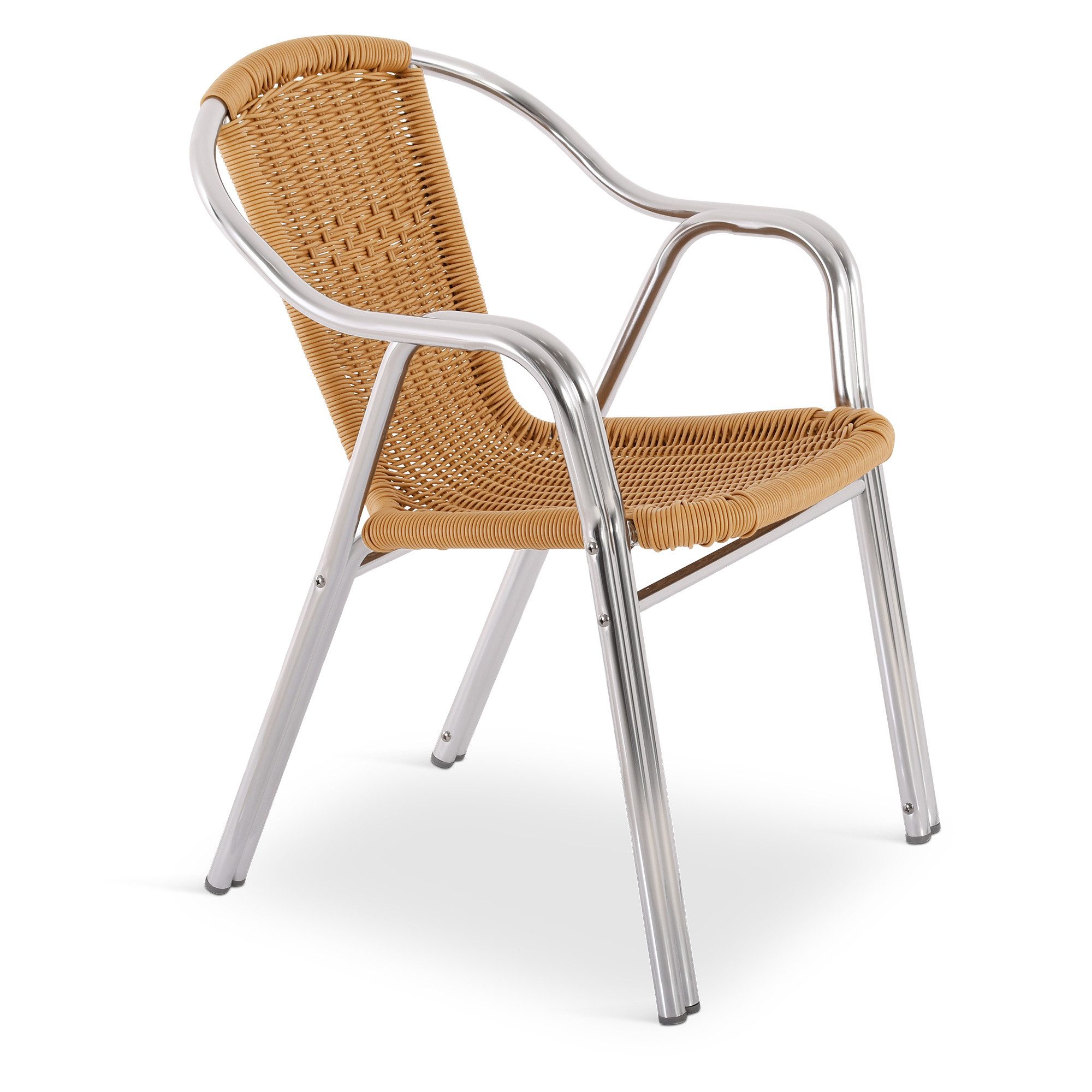 Raburg Bistrostuhl Outdoor-Stapelstuhl mit Armlehnen, Polyrattan, Alugestell, Vita (Set, 10 St), hochwertiges Doppelrohr-Aluminium-Gestell, bis 150 kg