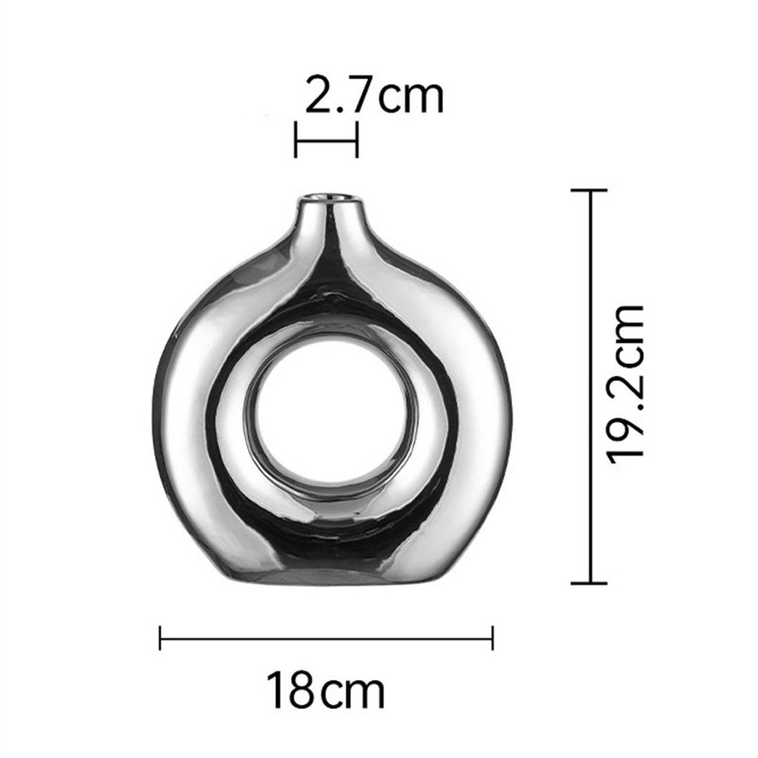 versilbertes HOPPO~ Modernes Keramikvasen-Set, Dekovase Ornament Heimdekoration