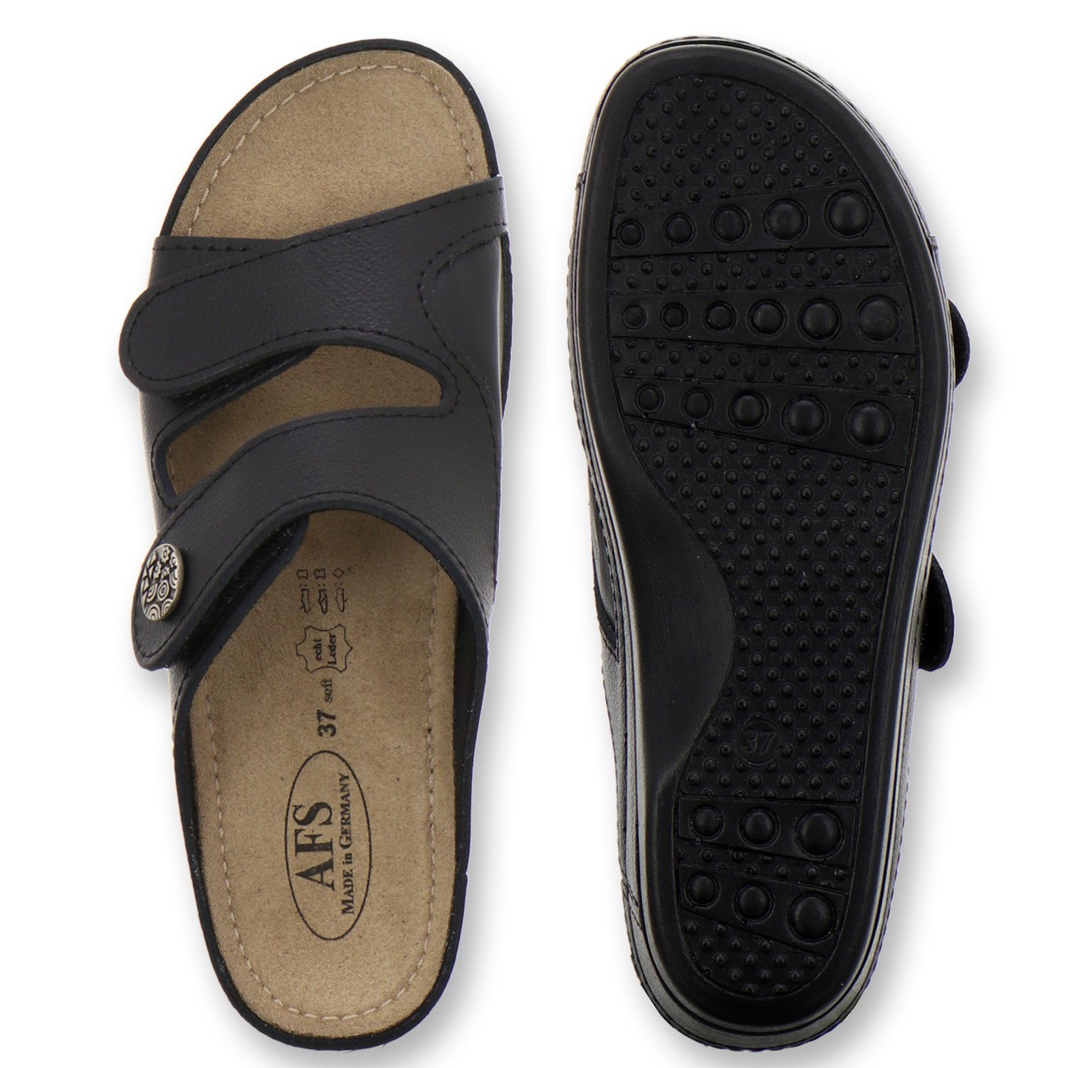 AFS-Schuhe 2095H Keilpantolette in für schwarz Made Damen aus Valgus, Hallux Leder - Germany