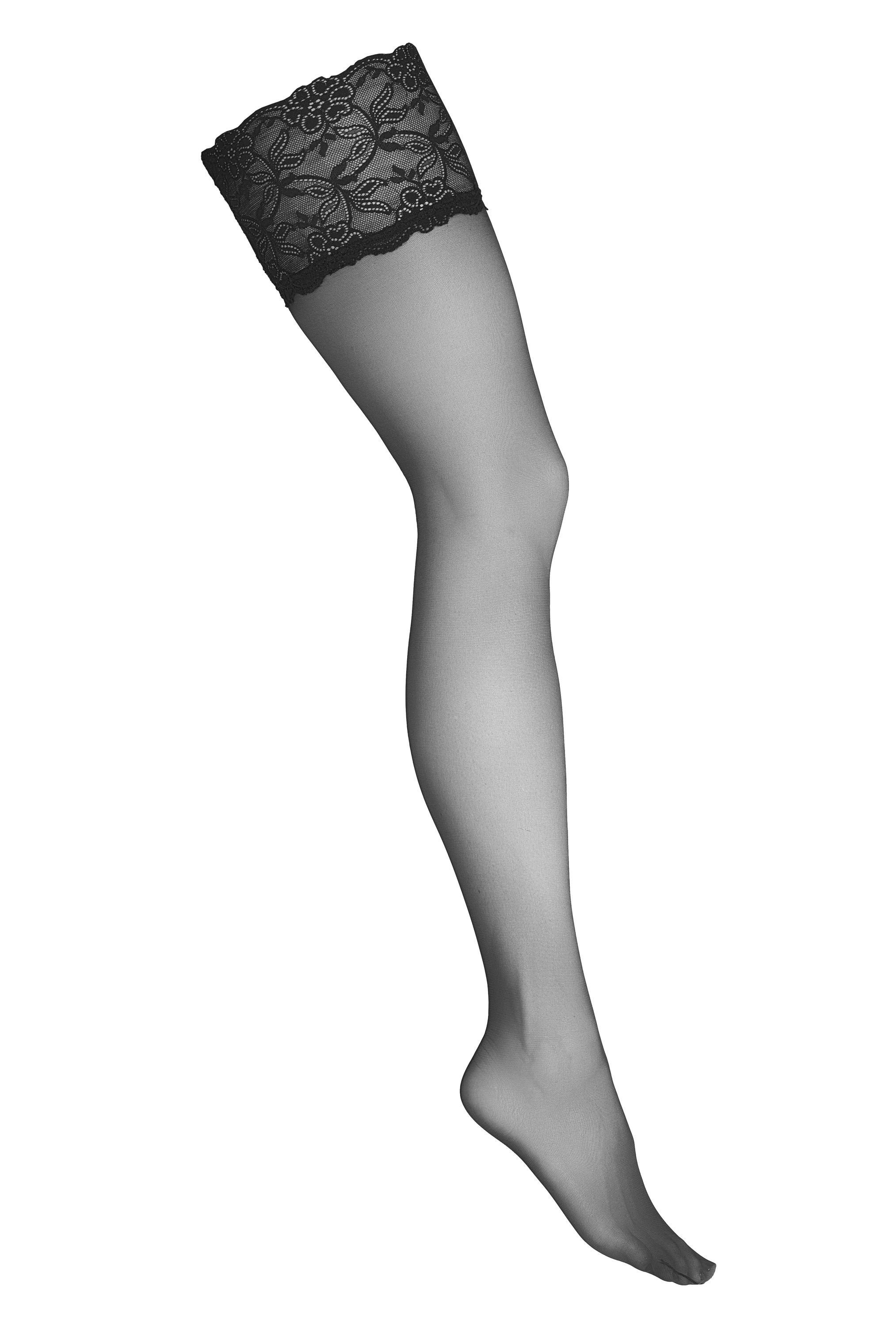 KOTEK Halterlose Strümpfe Strapsstrümpfe in schwarz transparent elastisch (1-Paar)