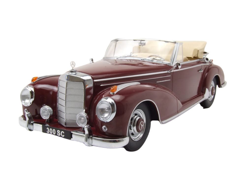 KK Scale Modellauto Mercedes 300 SC W188 Cabrio 1957 dunkelrot, Maßstab 1:18