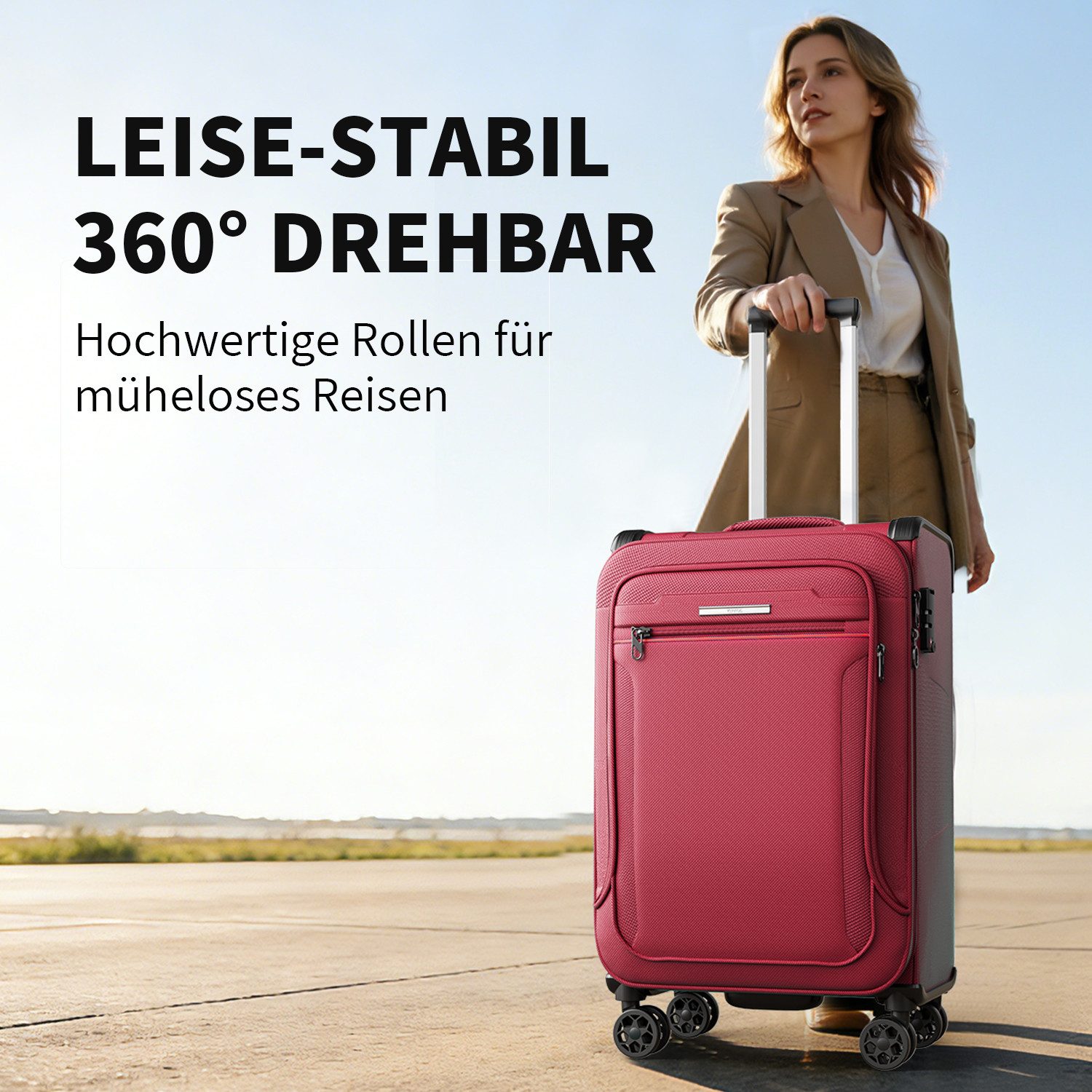 Verage Weichgepäck-Trolley Toledo Weichschalenkoffer Reisekoffer, 4 Rollen, TSA-Schloss, erweiterbar Stoffkoffer Volumenerweiterung S/M/L/Sets – Bild 5 von 5