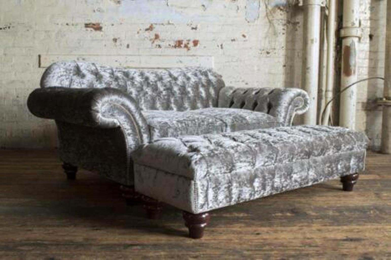 JVmoebel Chesterfield-Sofa, 2 Sitzer + Couch Sofagarnitur Chesterfield Polster Hocker Sofa