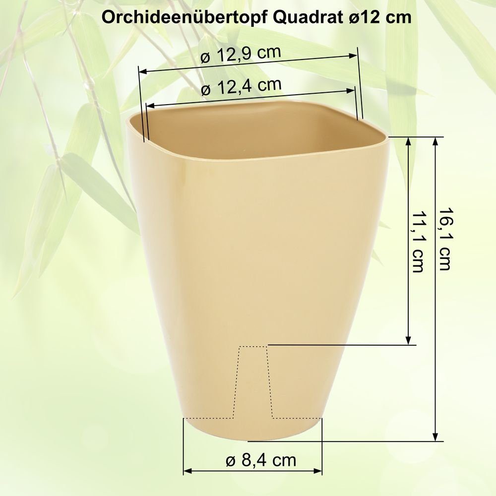 cm Kübel Heimwerkercenter - - ø9 - Pflanzentopf creme - wetterfestes 3 - Übertopf Blumenkübel - MePla - Orchideen-Übertopf Quadrat Pflanzgefäß UV-beständiger Stück