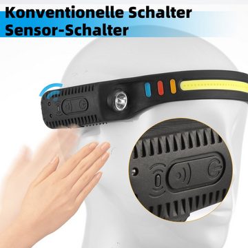 LETGOSPT LED Stirnlampe 2023 Neu LED Sensor Stirnlampe Kopflampe, USB Wiederaufladbar Headlamp (mit 5 Lichtmodi), Leichte Wasserdichte Stirnlampe fürs Joggen Laufen Angeln und Wandern