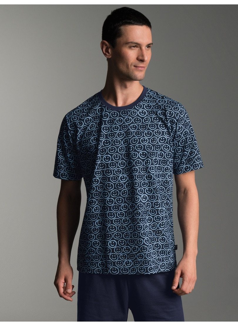 Trigema T-Shirt TRIGEMA T-Shirt mit freundlichem Smiley-Muster (1-tlg)