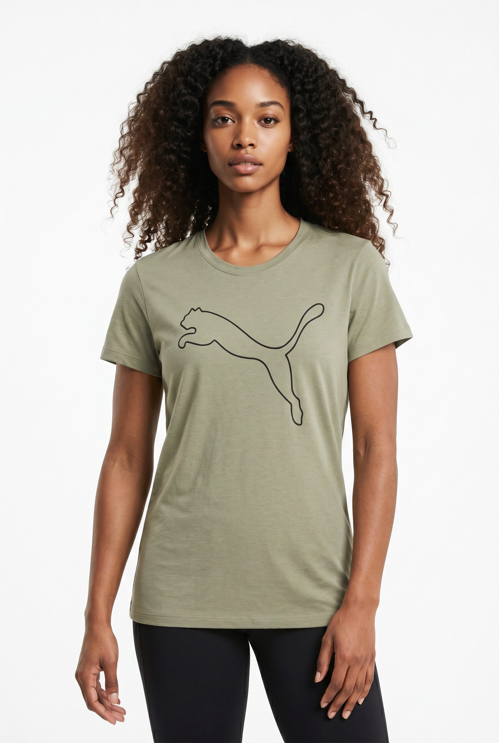 PUMA Trainingsshirt W TAD ESSENTIAL HEATHER LOGO TEE Kurzarm, sportliches T-Shirt, für sportliche Aktivitäten