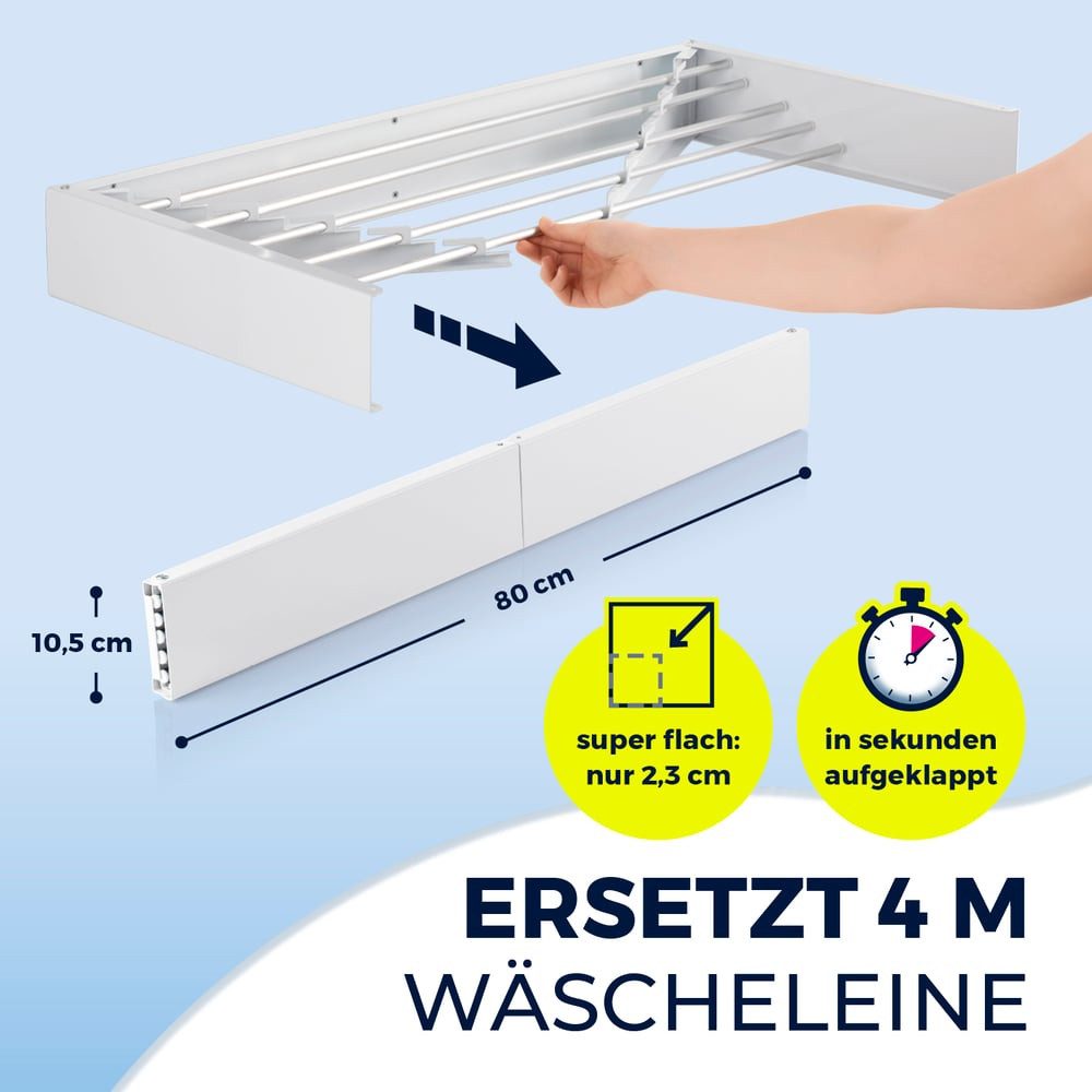 EASYmaxx Wandwäschetrockner platzsparend ausziehbar, Edelstahl Wäscheständer zur Wandmontage, Kleidung platzsparend aufhängen klappbar Wäsche trocknen
