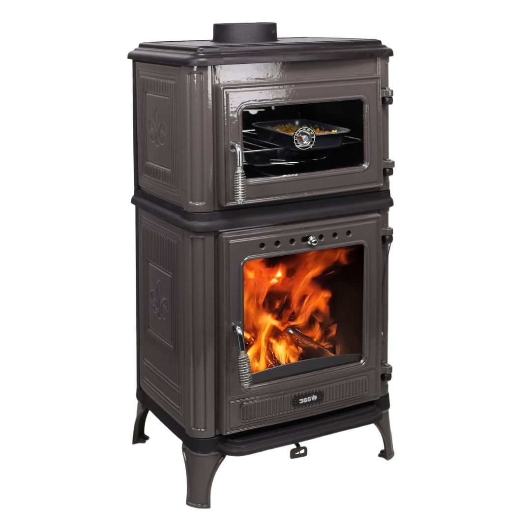 365 Kaminofen 365® Ferrox 55 Back grau emailliert 7 kW Gusseisen A+, 7 kW