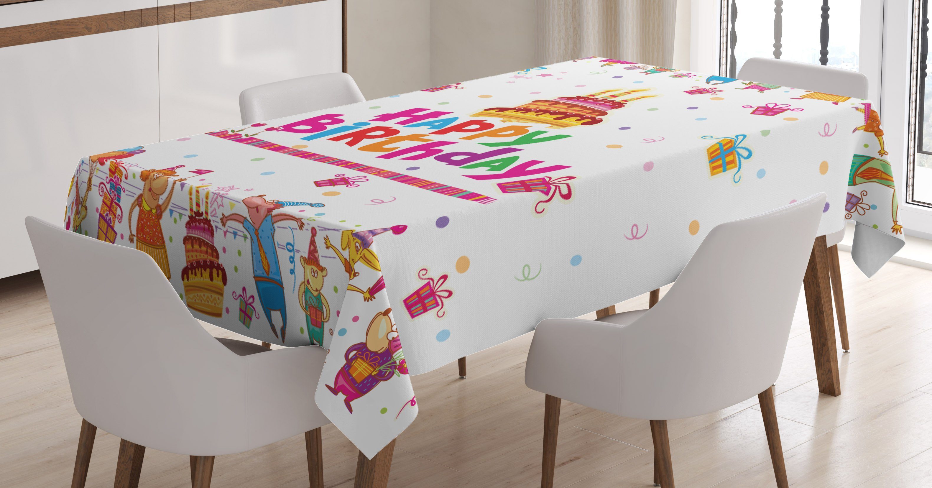 Abakuhaus Tischdecke Farbfest Waschbar Für den Außen Bereich geeignet Klare Farben, Spaß Joyful Mouses Party-Stimmung