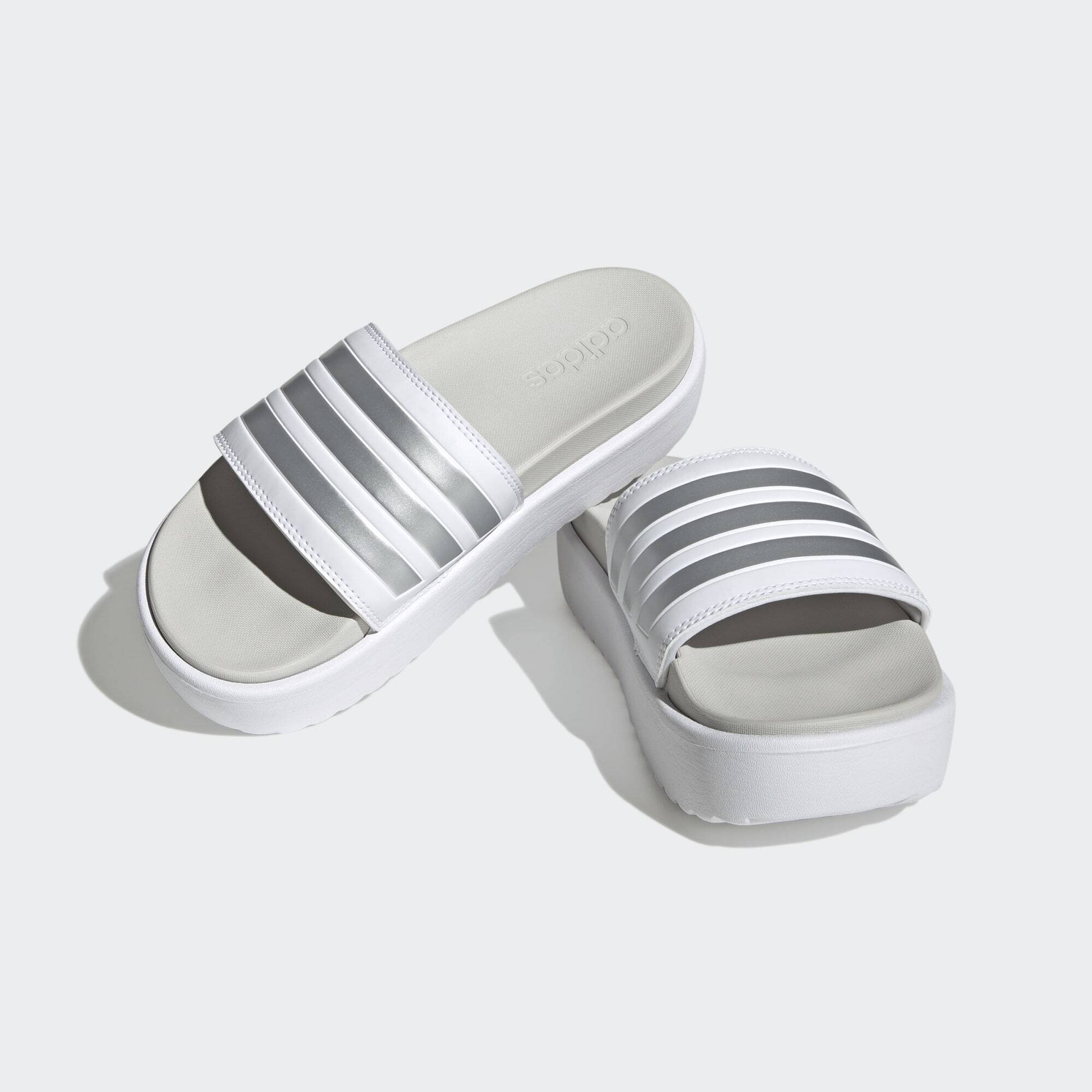 White / Zero adidas Sportswear / ADILETTE PLATFORM Metalic One Cloud Badesandale Grey