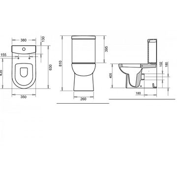 Belvit Tiefspül-WC BV-SW2001 KomplettSet, Abgang senkrecht, Stand-WC Taharet Kombination inkl. Armatur heiß/kalt + Spülkasten