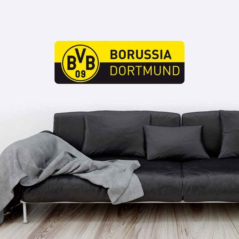 Borussia Dortmund Wandtattoo Fußball Wandtattoo Borussia Dortmund BVB 09 Schriftzug Banner Gelb Schwarz, Wandbild selbstklebend, entfernbar