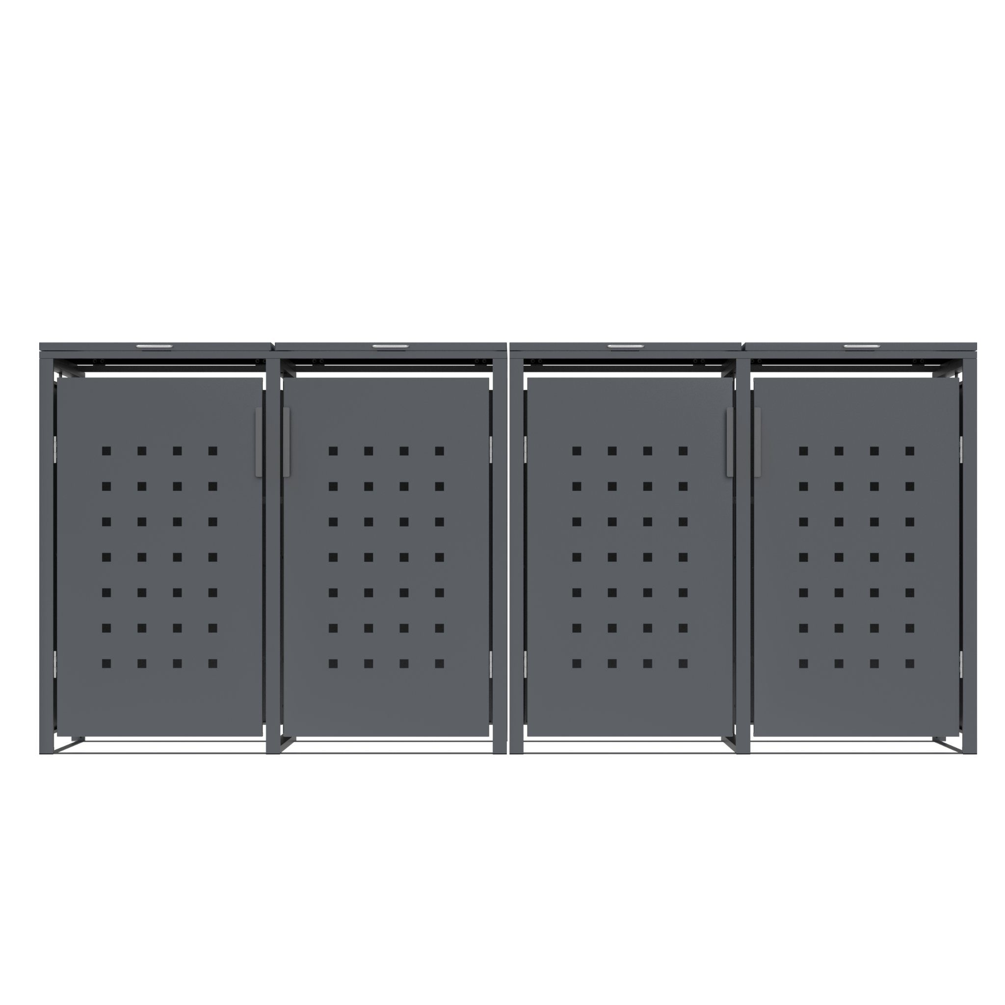 DEGAMO Mülltonnenbox TRIER, Stahl grau, für 4 Tonnen 120 oder 240 Liter