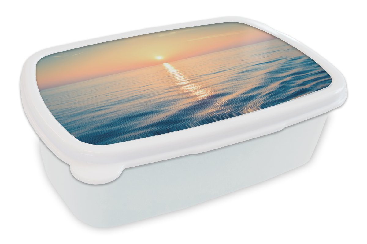 MuchoWow Lunchbox Sonne - Meer - Farben, Kunststoff, (2-tlg), Brotbox für Kinder und Erwachsene, Brotdose, für Jungs und Mädchen weiß
