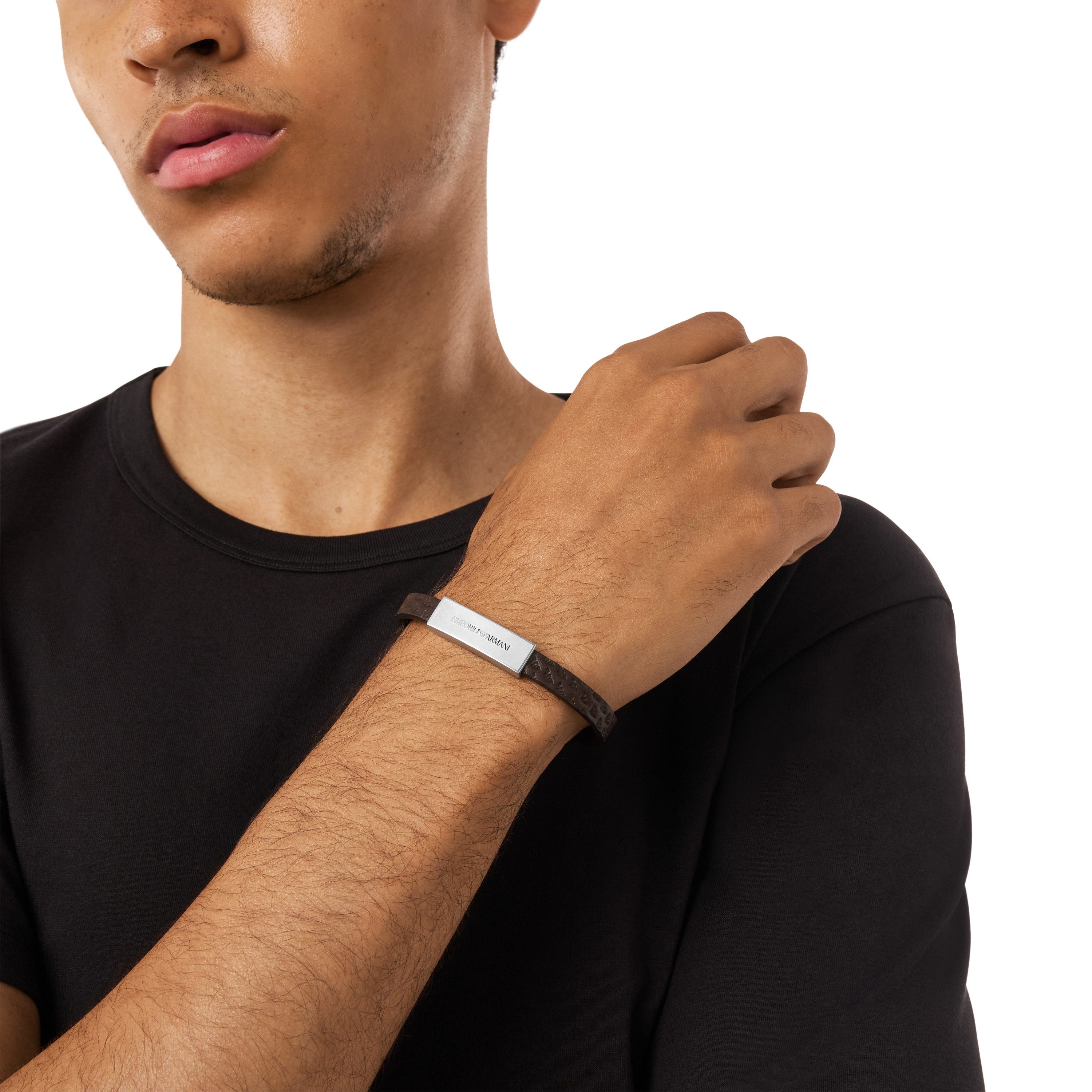 Emporio Armani Armband Schmuck Geschenk Edelstahl Leder Armschmuck