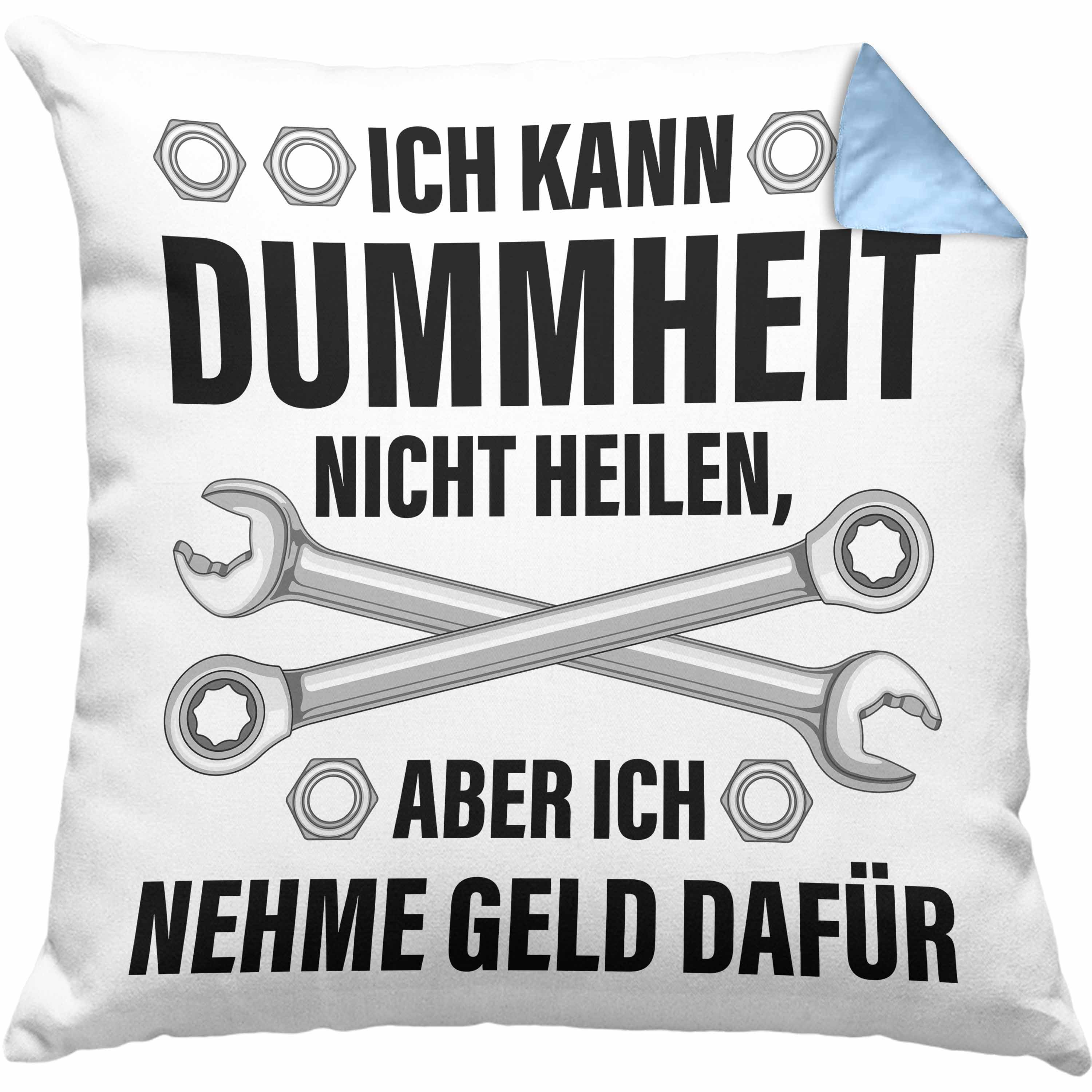 Trendation Dekokissen KFZ Mechaniker Geschenk Lustig Kissen mit Füllung 40x40 Automechaniker