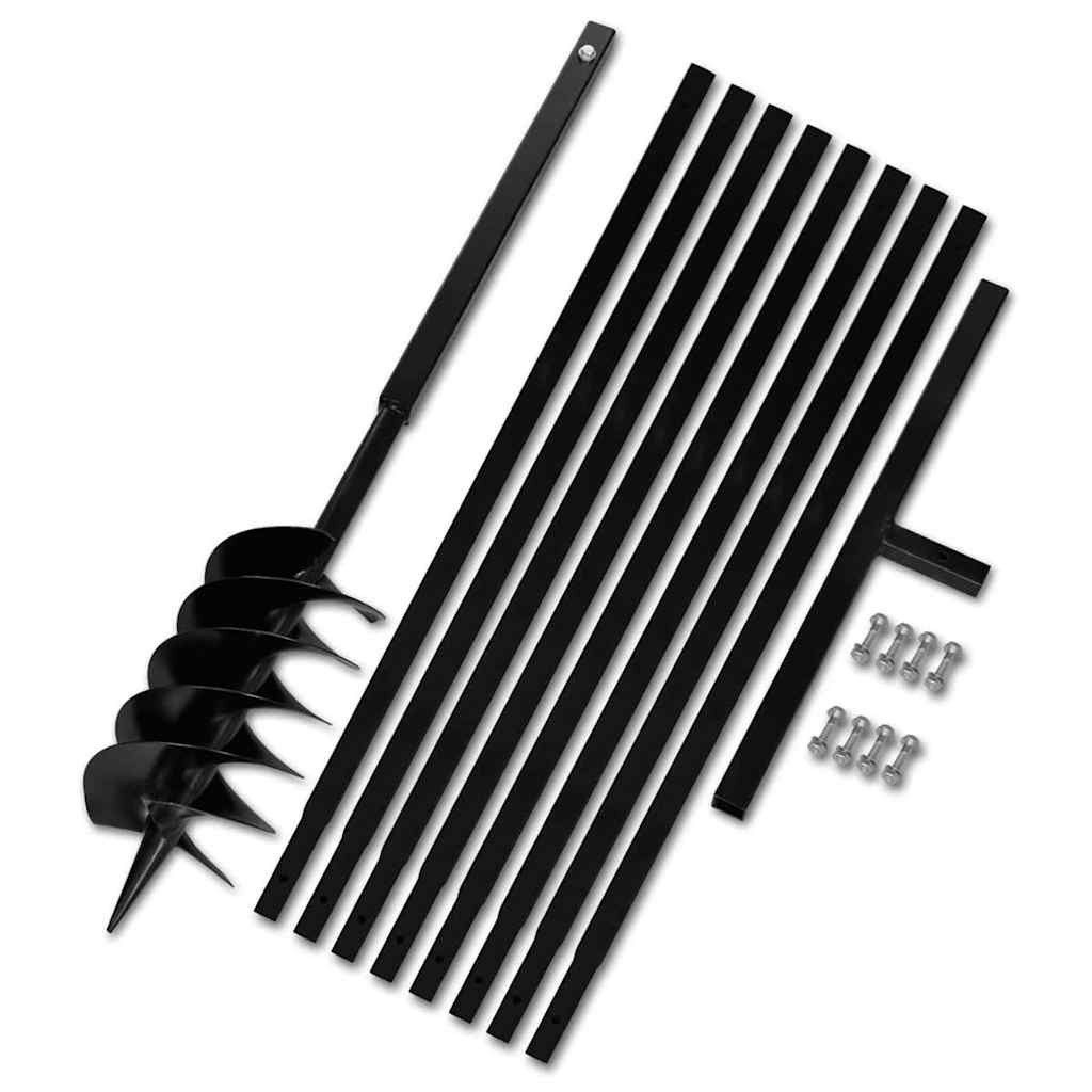 vidaXL Erdbohrer Erdbohrer mit Griff 150 mm Verlängerungsrohr 9 m, (1-tlg), Erdbohrer mit Griff 150 mm Verlängerungsrohr 9 m