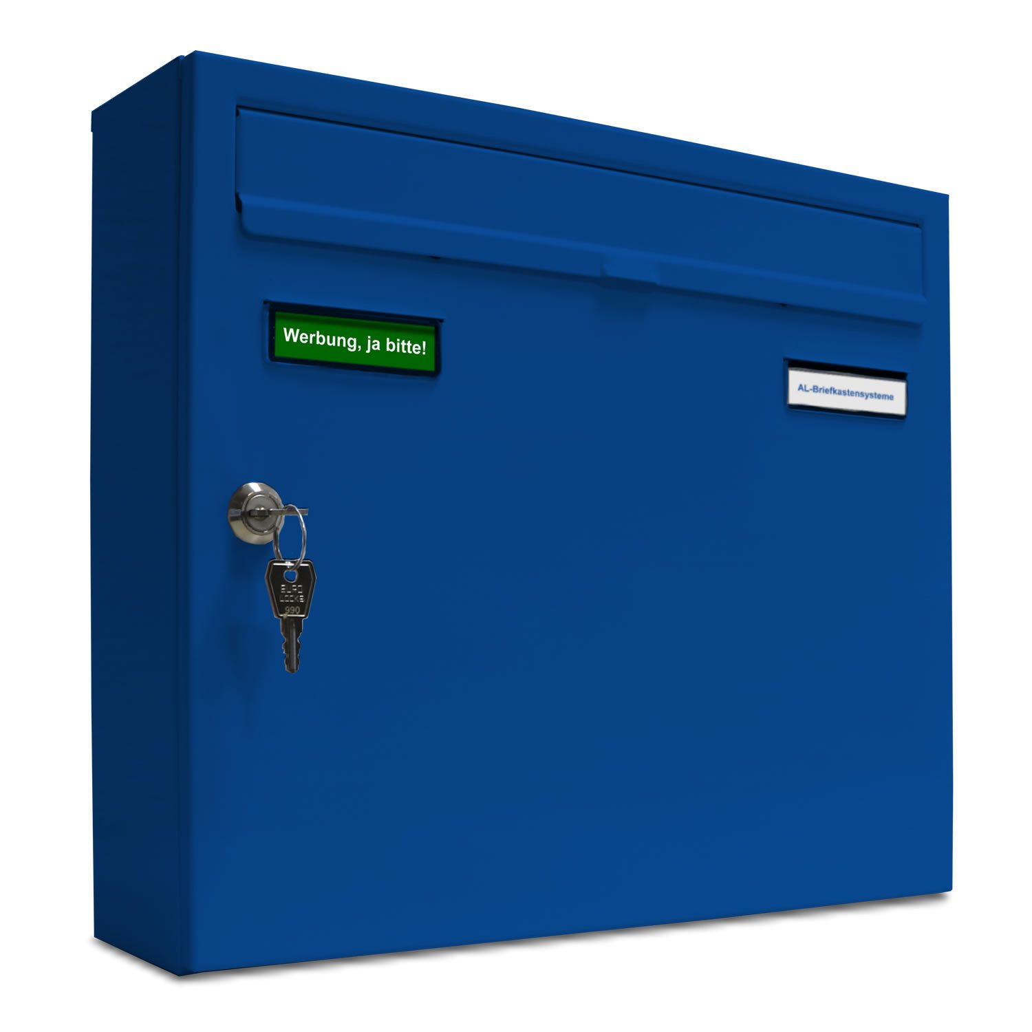 AL Briefkastensysteme Wandbriefkasten 1 Fach Basic Briefkasten A4 in RAL Farbe 5010 Enzian Blau wetterfest