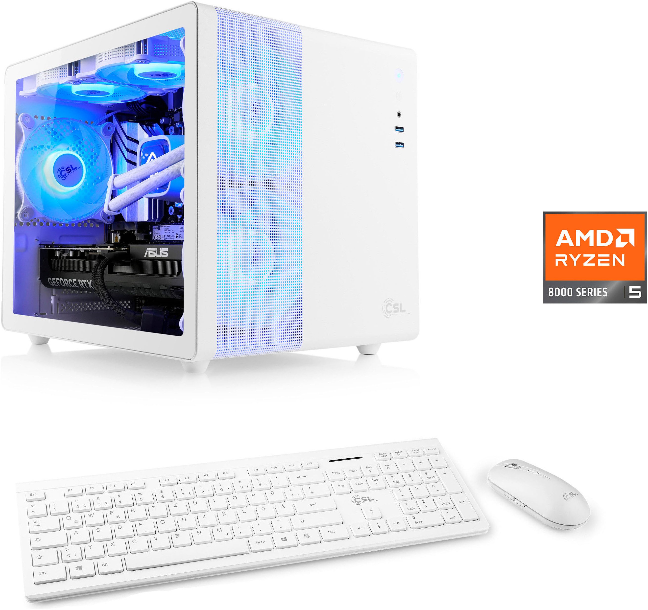 CSL Cube V24220 PC (AMD Ryzen 5 8400F, GeForce RTX 4060, 32 GB RAM, 1000 GB SSD, Wasserkühlung)