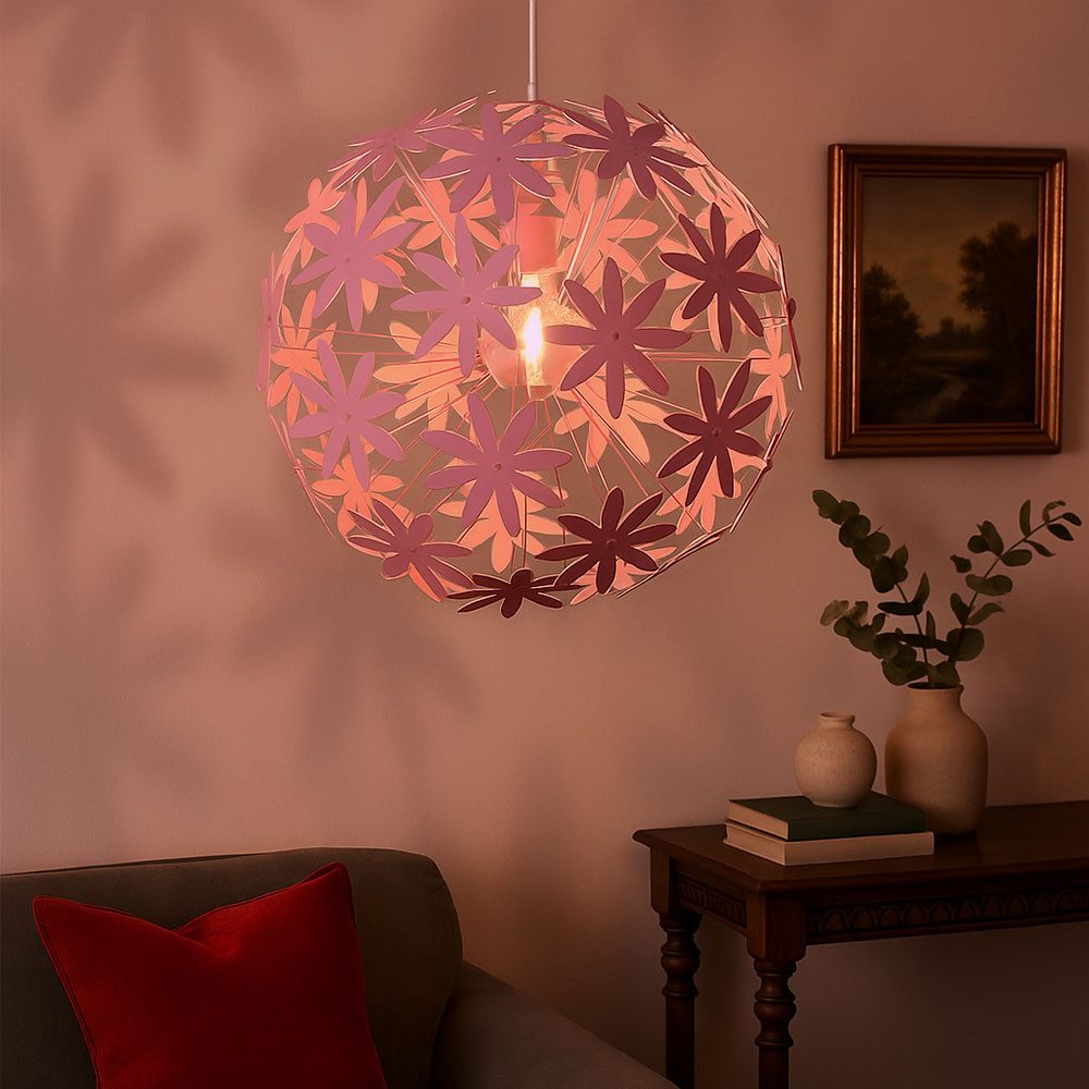 GLOBO LIGHTING LED Pendelleuchte, Leuchtmittel inklusive, Warmweiß, Farbwechsel, Pendelleuchte Blumenmuster Deckenlampe hängend weiß