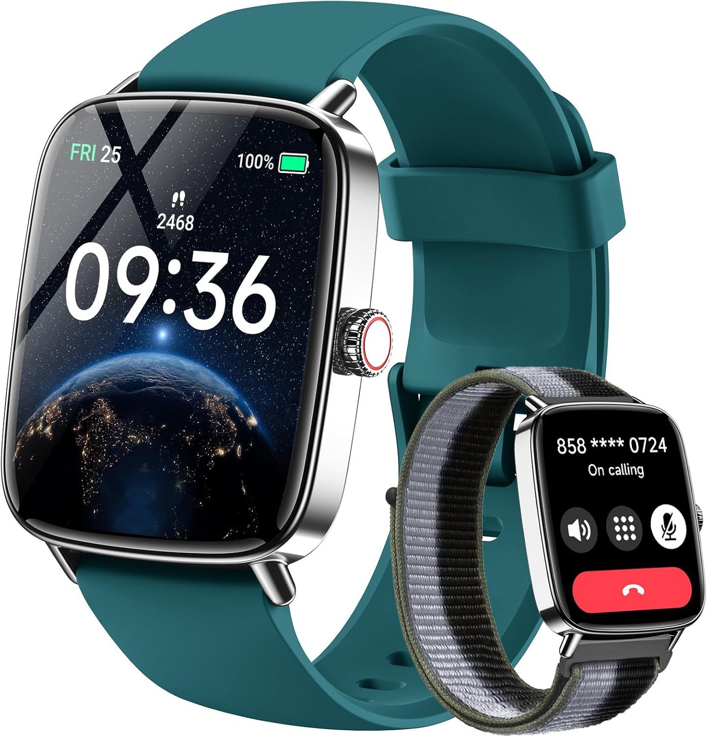 GYDOM Herren"s Bluetooth Uhr mit Telefonfunktion, Pulsmesser, wasserdicht Smartwatch (1,85 Zoll, Android/iOS), Fitness Tracker mit GPS, SPO2 Schlafmonitor, IP68 wasserdicht