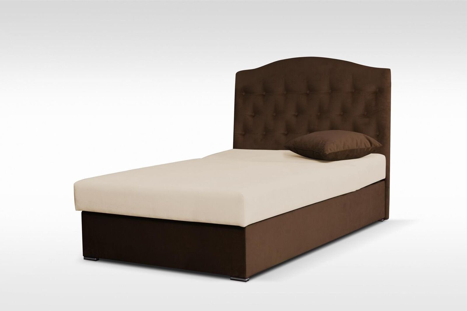JVmoebel (Einzelbett) Textil Luxus Braun Betten Rahmen Chesterfield Design Einzelbett Bett