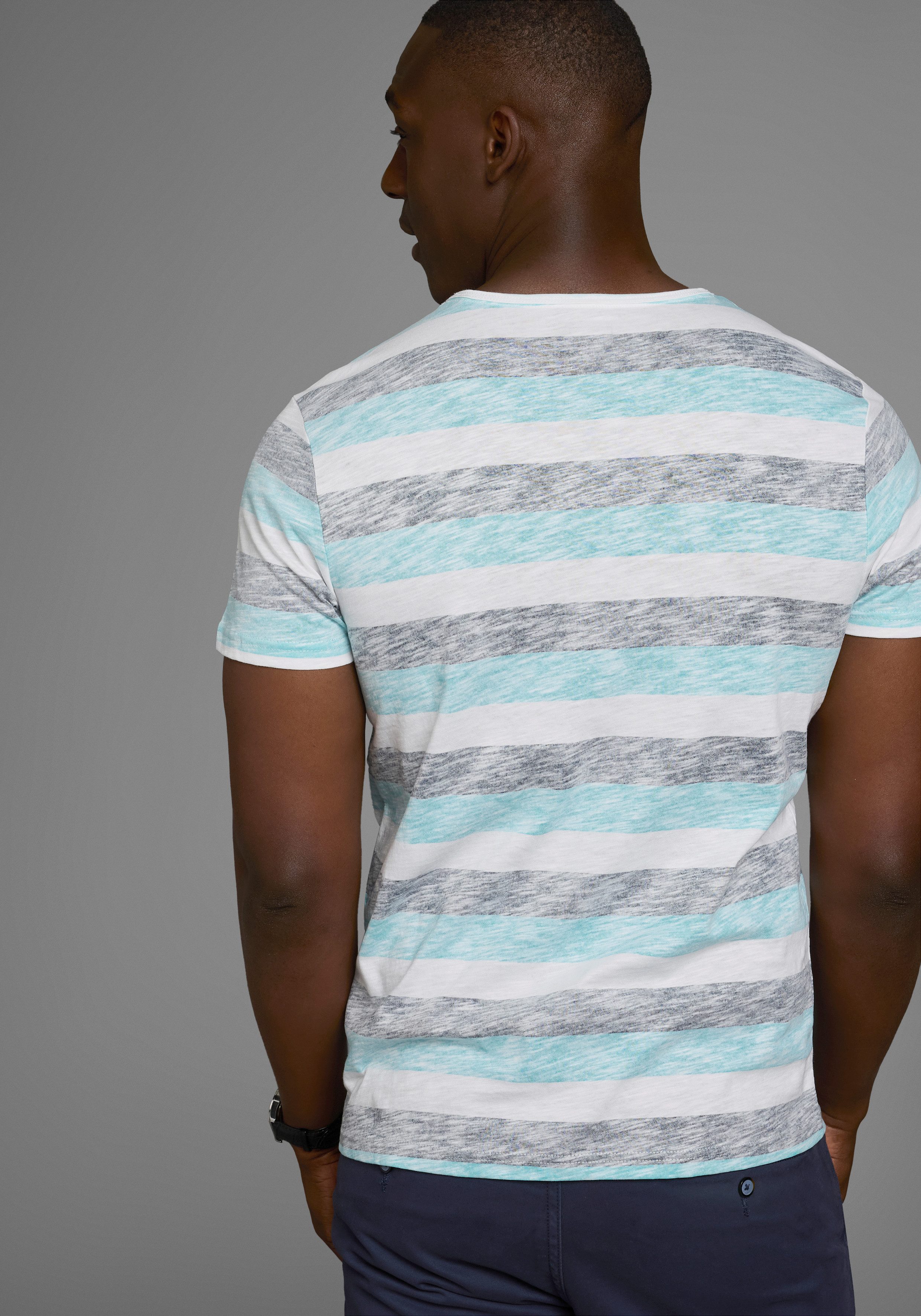 AJC T-Shirt schmal geschnitten, gestreift, Rundhalsausschnitt günstig online kaufen