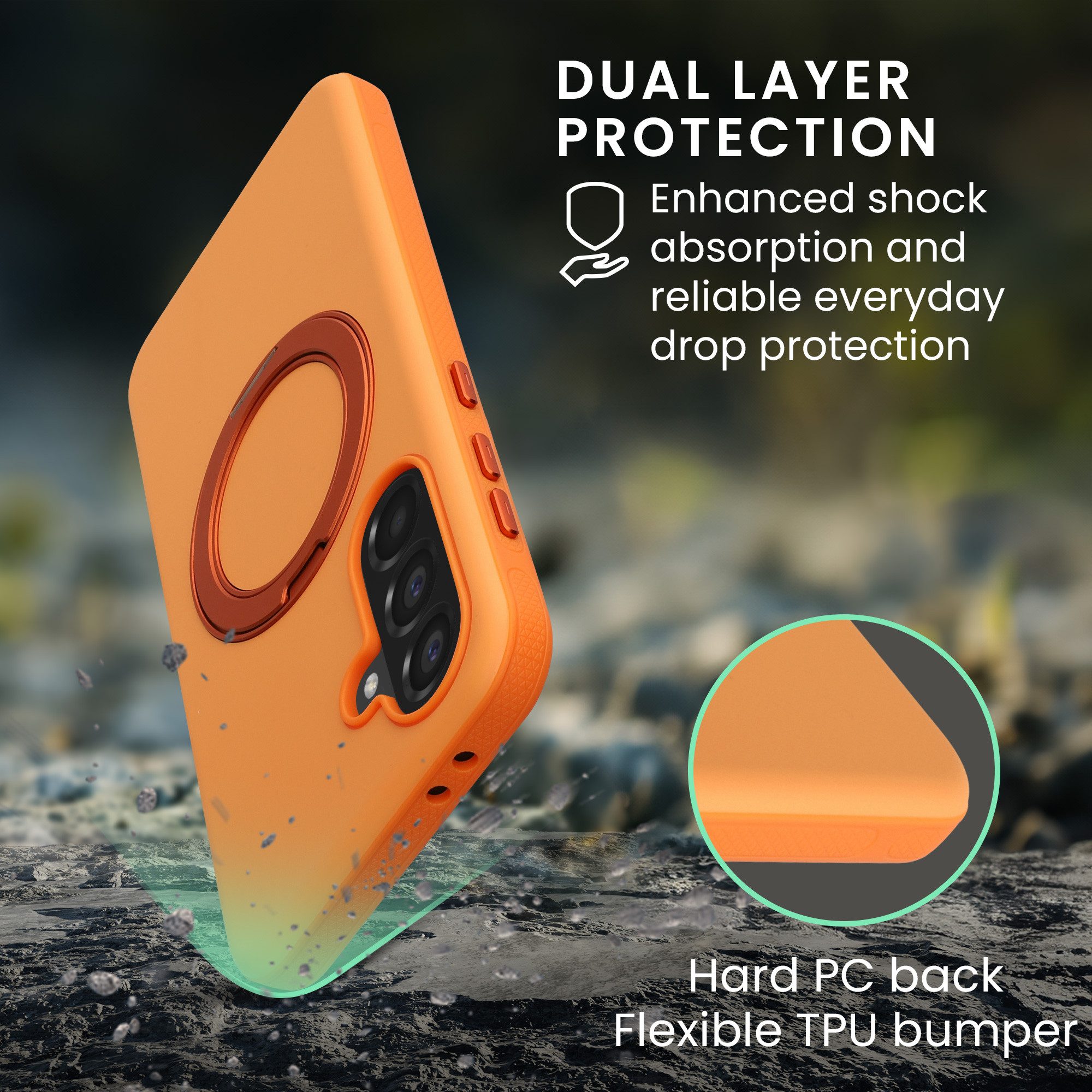 kwmobile Smartphone-Hülle Case mit 360° Standring für Samsung Galaxy A56 5G Hülle, Hardcase mit drehbaren Kickstand kompatibel mit MagSafe – Bild 4 von 5