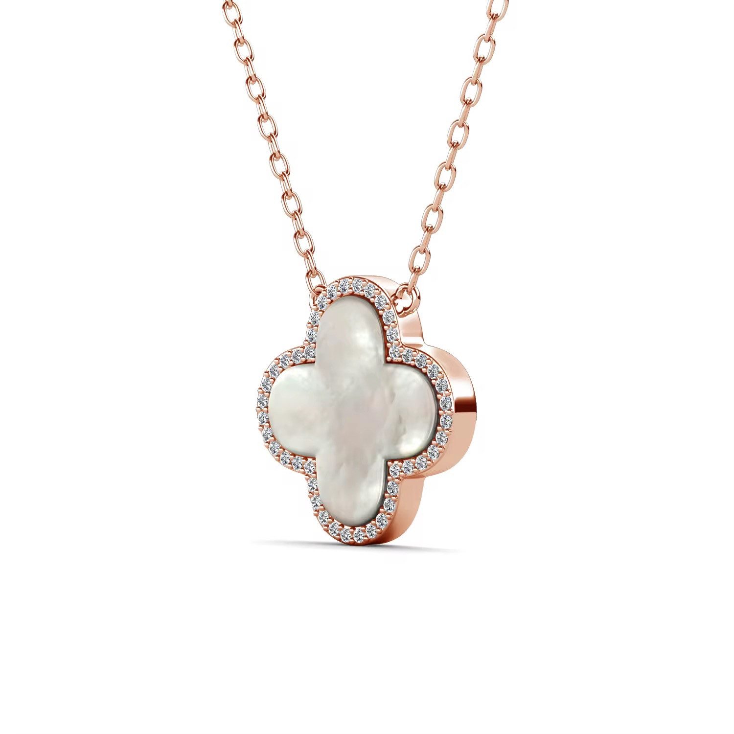 ROUGEMONT Kette mit Anhänger Funkelnde Kleeblatt Damen Glücksbringer Halskette 45cm Exquisite, Elegantes Clover Design Symbol für Glück, Liebe und positive Ener – Bild 2 von 5