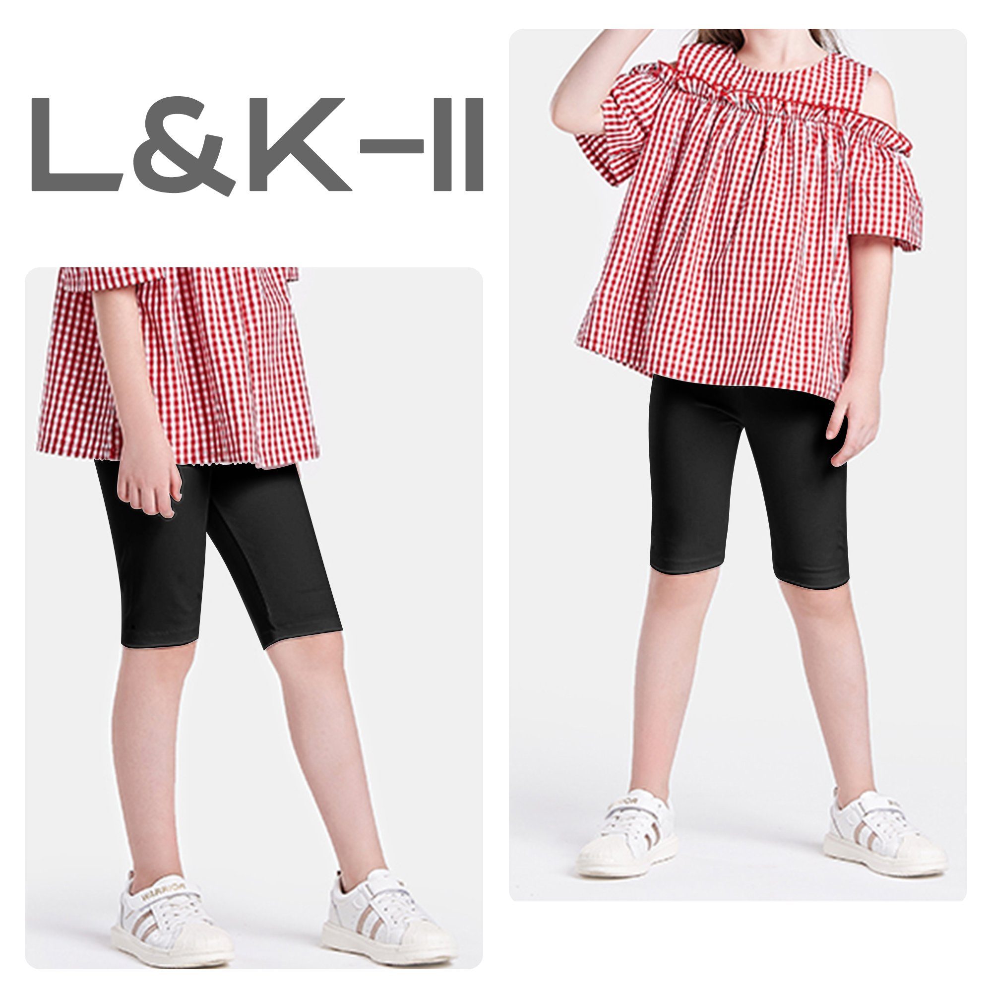 L&K-II Radlerhose 4532-2/3er (2/3er-Pack) Mädchen Radlerhose Kurz aus Leggings Schwarz/Dunkelblau Baumwolle