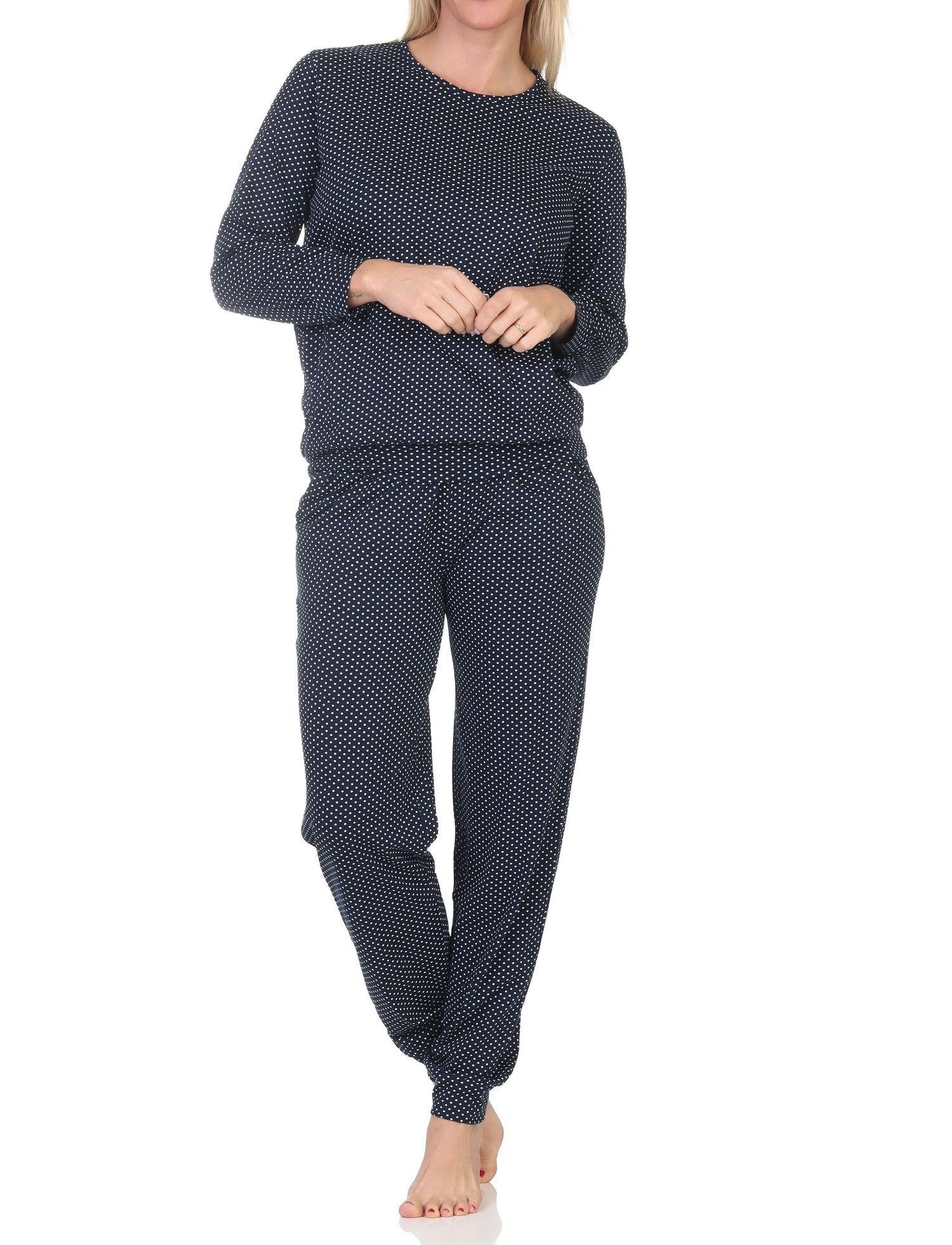 Normann Pyjama Normann Damen Schlafanzug mit in Tupfen Optik – auch in Übergröße