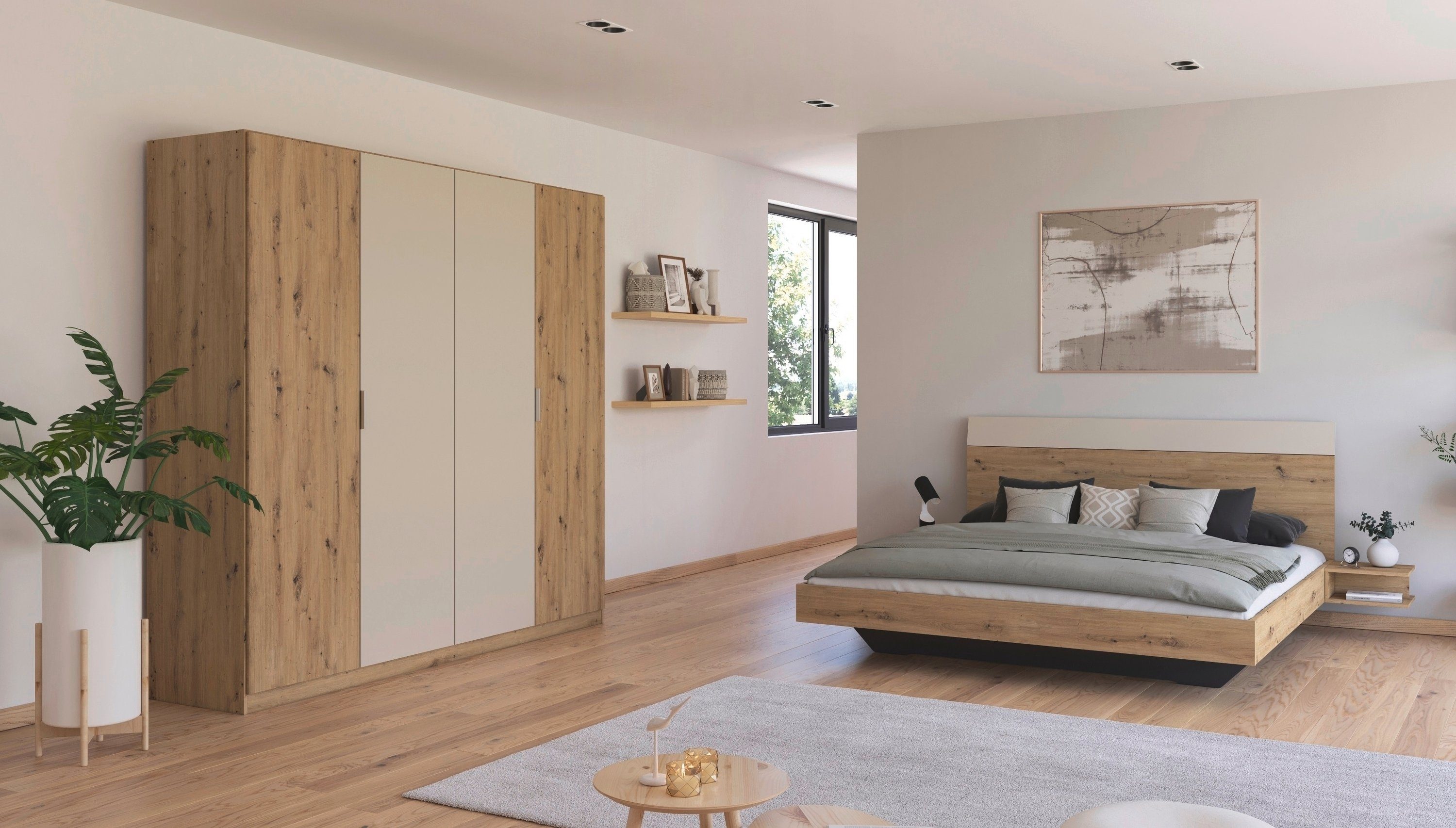 rauch Schlafzimmer-Set Monza, mit Drehtürenschrank Breite 226 cm, Bettanlage in 2 Breiten