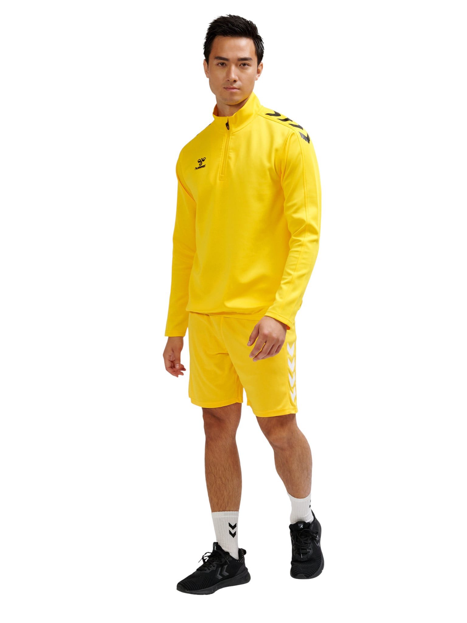 hummel Langarmshirt hmlCORE XK Half-Zip Poly Sweat (Polyester-Sweatstoff) gelb Herren