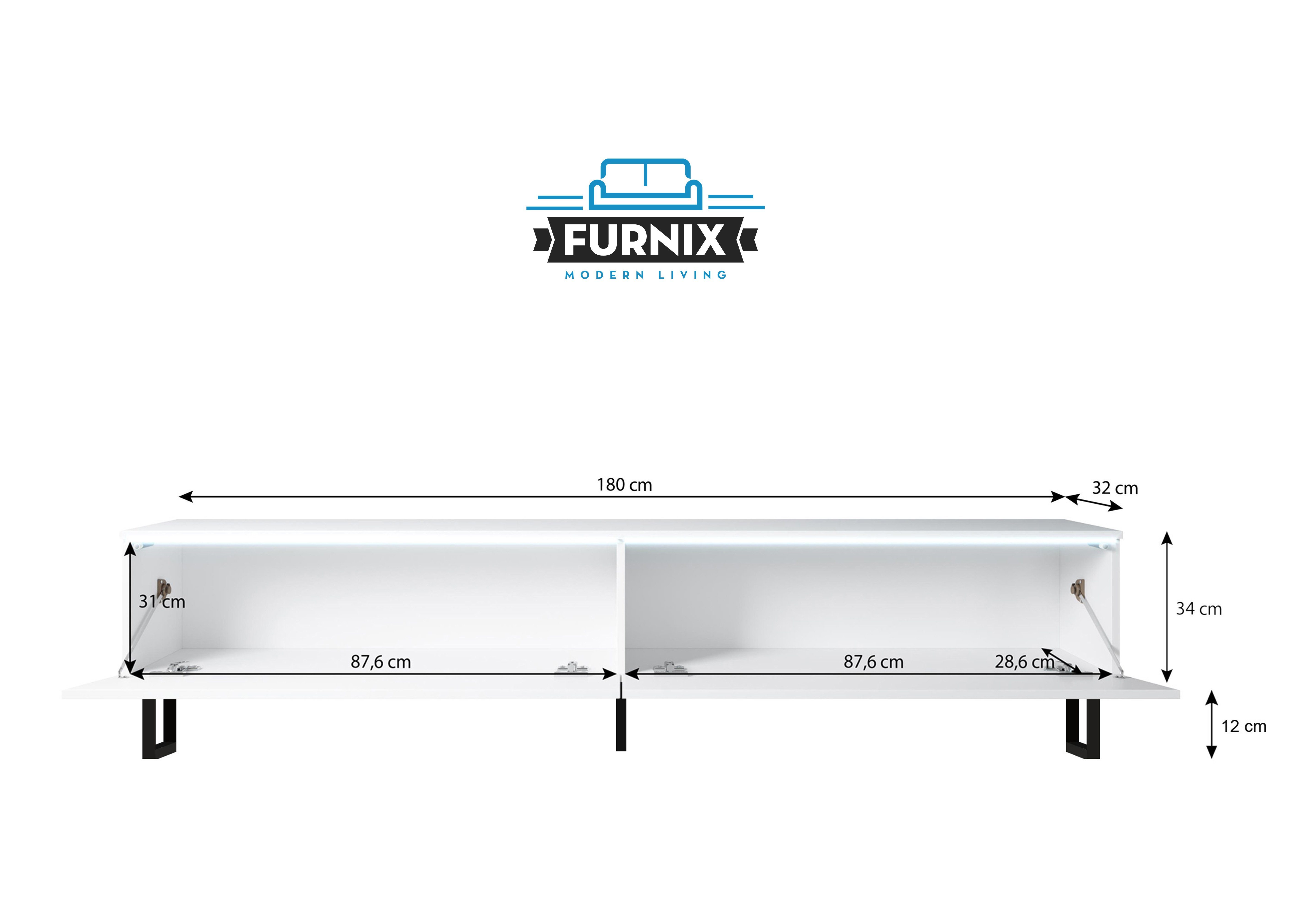 x LED, Metallfüßen Anthrazit/old cm B180 x TV-Board TV-Schrank Furnix mit H34 OHNE BARGO T32 wood