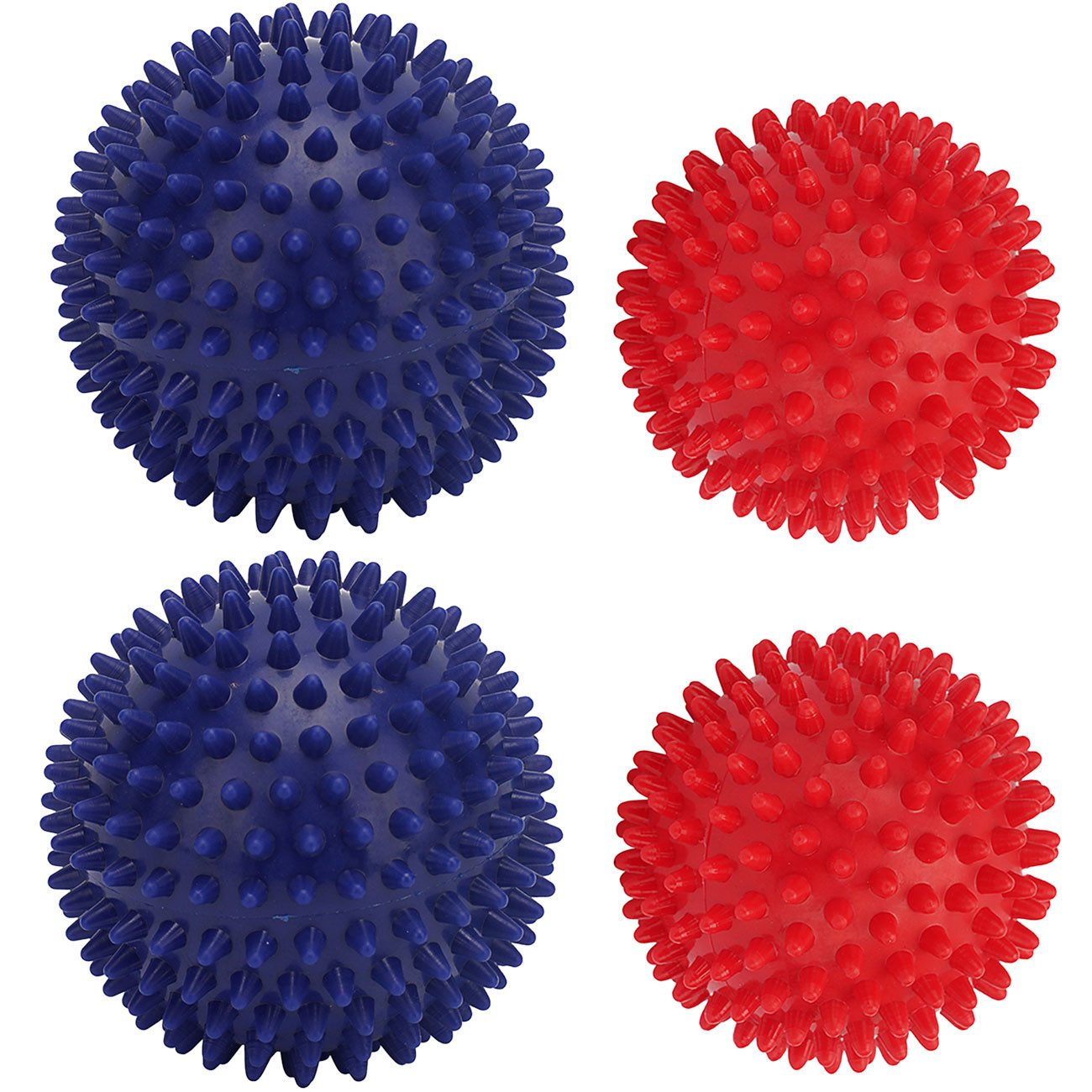 Casativo Massageball Noppen-Massagebälle Igelbälle für Fußreflexzonen Nacken Ø 9cm/Ø 7,5cm, 4-tlg., 2er/4er-Set, PVC-Igelbälle Ø9/7,5cm für gezielte Reflexzonenmassage/ 2er&4er-Set