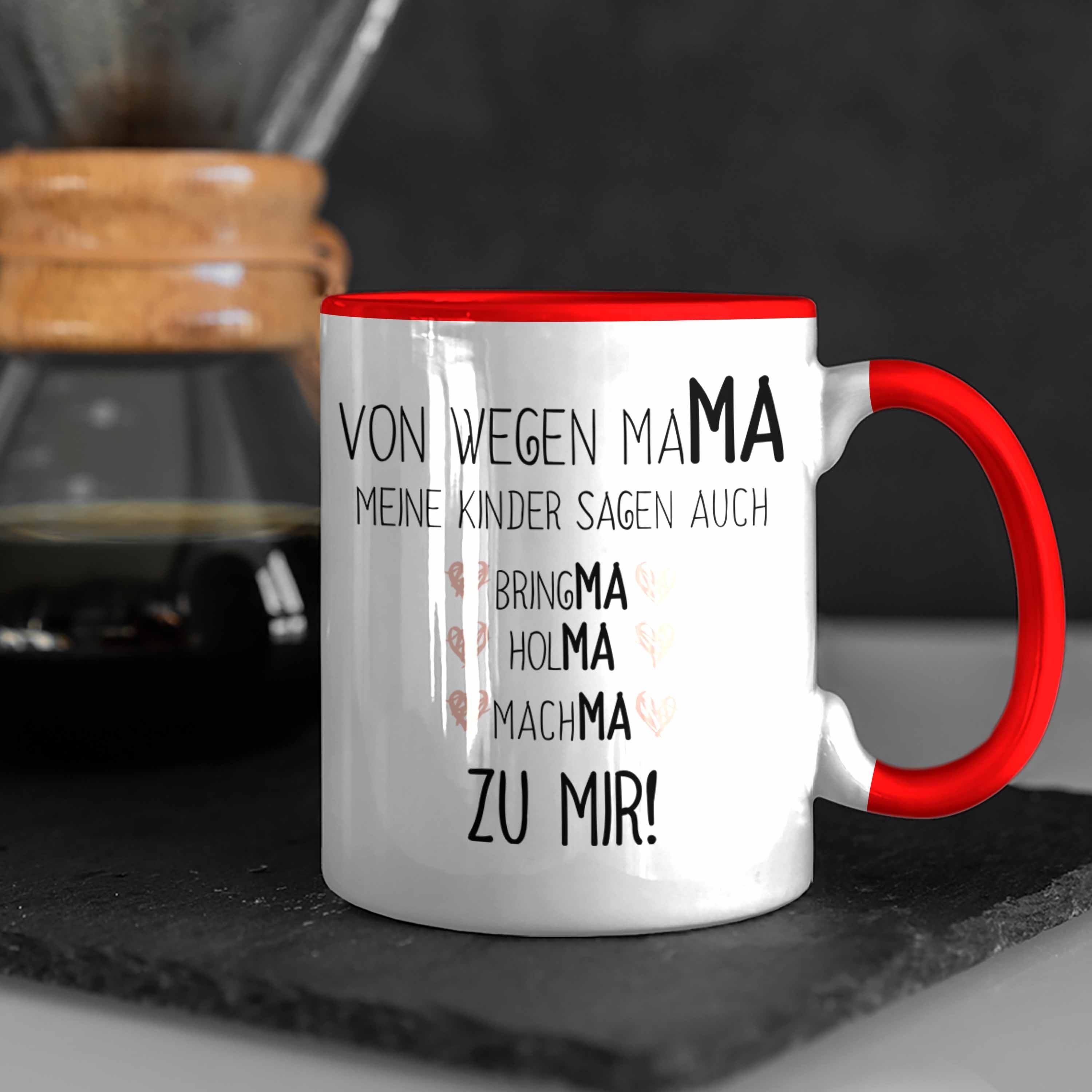 Trendation mit Rot Mutter Tasse Tasse Geschenk Muttertag Sohn Spruch Trendation - Mama Kaffeetasse von Tochter