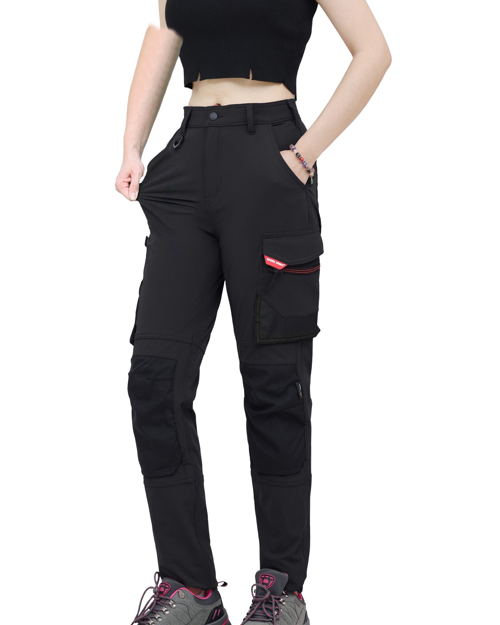 WORK IDEA Arbeitshose Damen Slim-Fit Stretch Arbeitshose, belastete Bereiche aus Cordura (1-tlg) strapazierfähige Eleganz für höchste Ansprüche