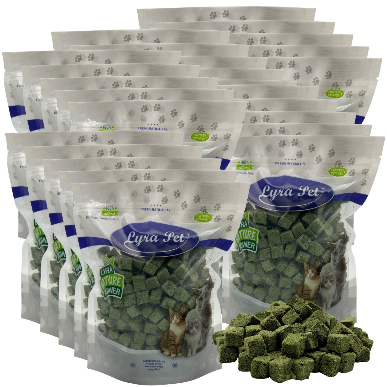 Lyra Pet 5 kg (25 x 200 g) Lyra Pet® Katzengraswürfel gefriergetrocknet Huhn, Snack für: Katze