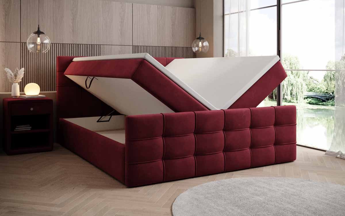 Luxusbetten24 Boxspringbett Luxor in Samt, mit Stauraum