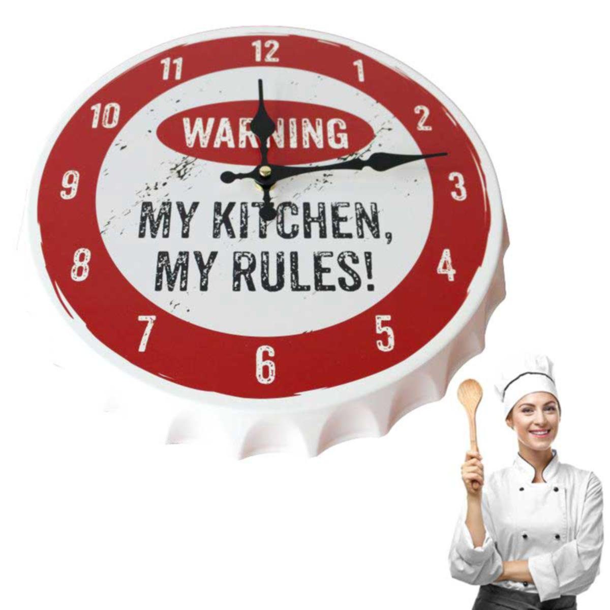 Contento KITCHEN Wanduhr CROWNS 440s Wanduhr MY RULES! Metall MY