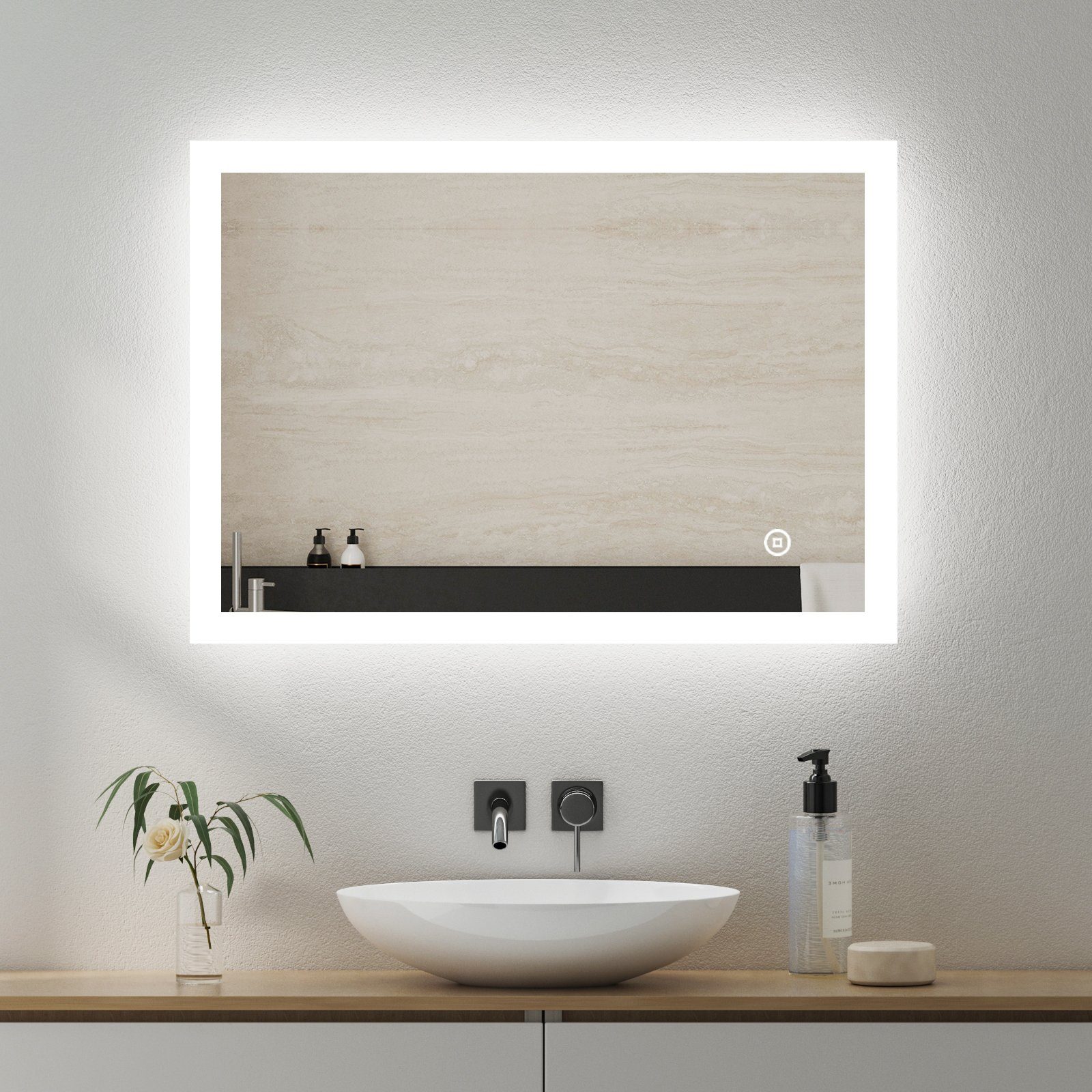 Bad Badezimmer Spiegel Regal Ablagen Wandspiegel 79 x 73 cm Eiche Möbel  Mason kaufen bei