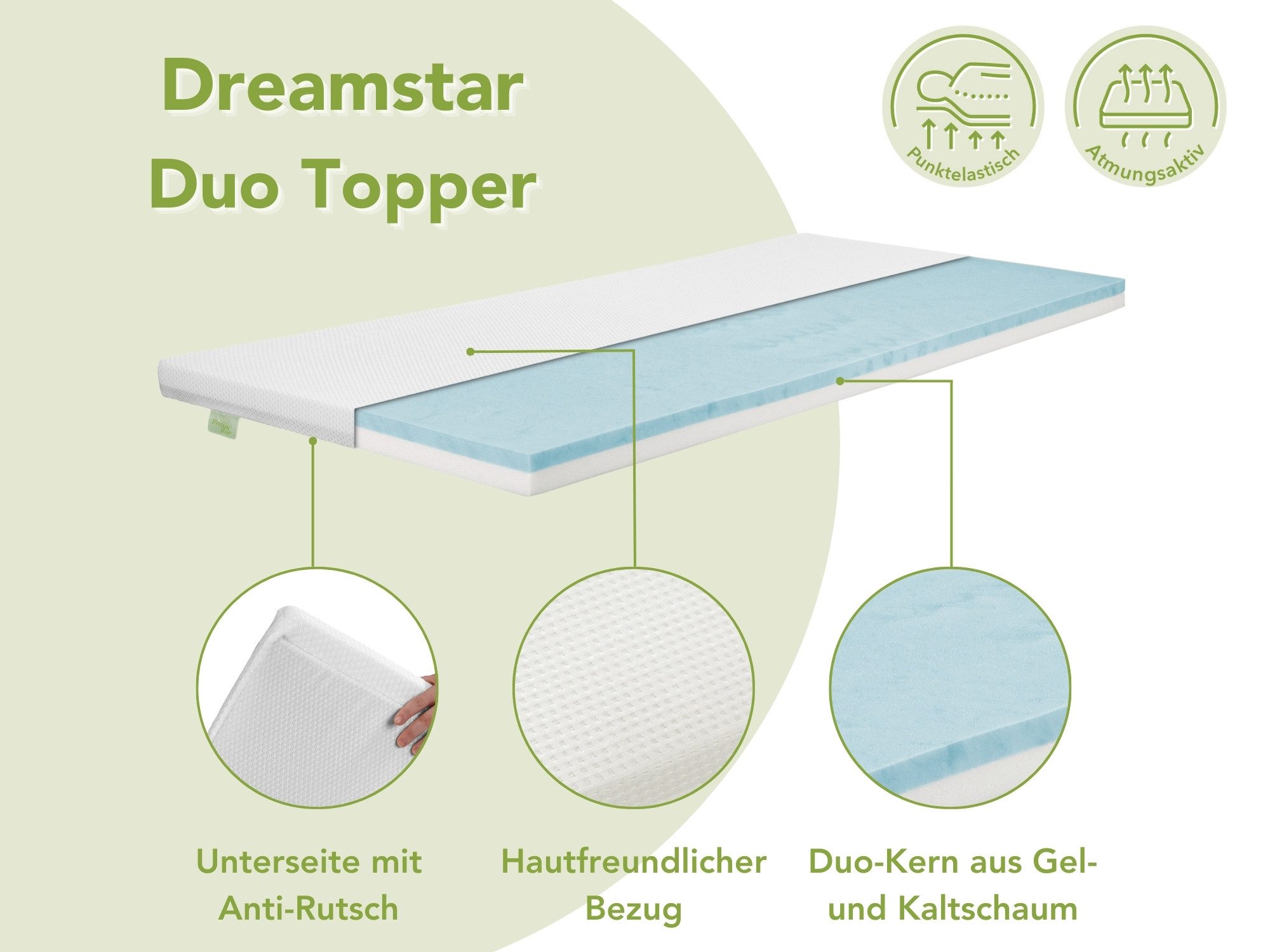 Dreamstar, Topper Duo Matratzentopper, H2/H3, mit Gel-Memory und Komfortsch günstig online kaufen