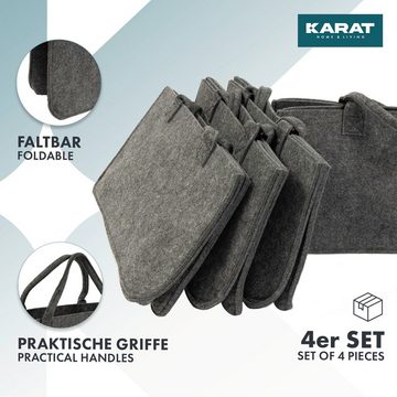 Kubus Allzweckkorb Avalon, Filztasche, Einkaufstasche, Kaminholztasche, Faltbar, 4er Set