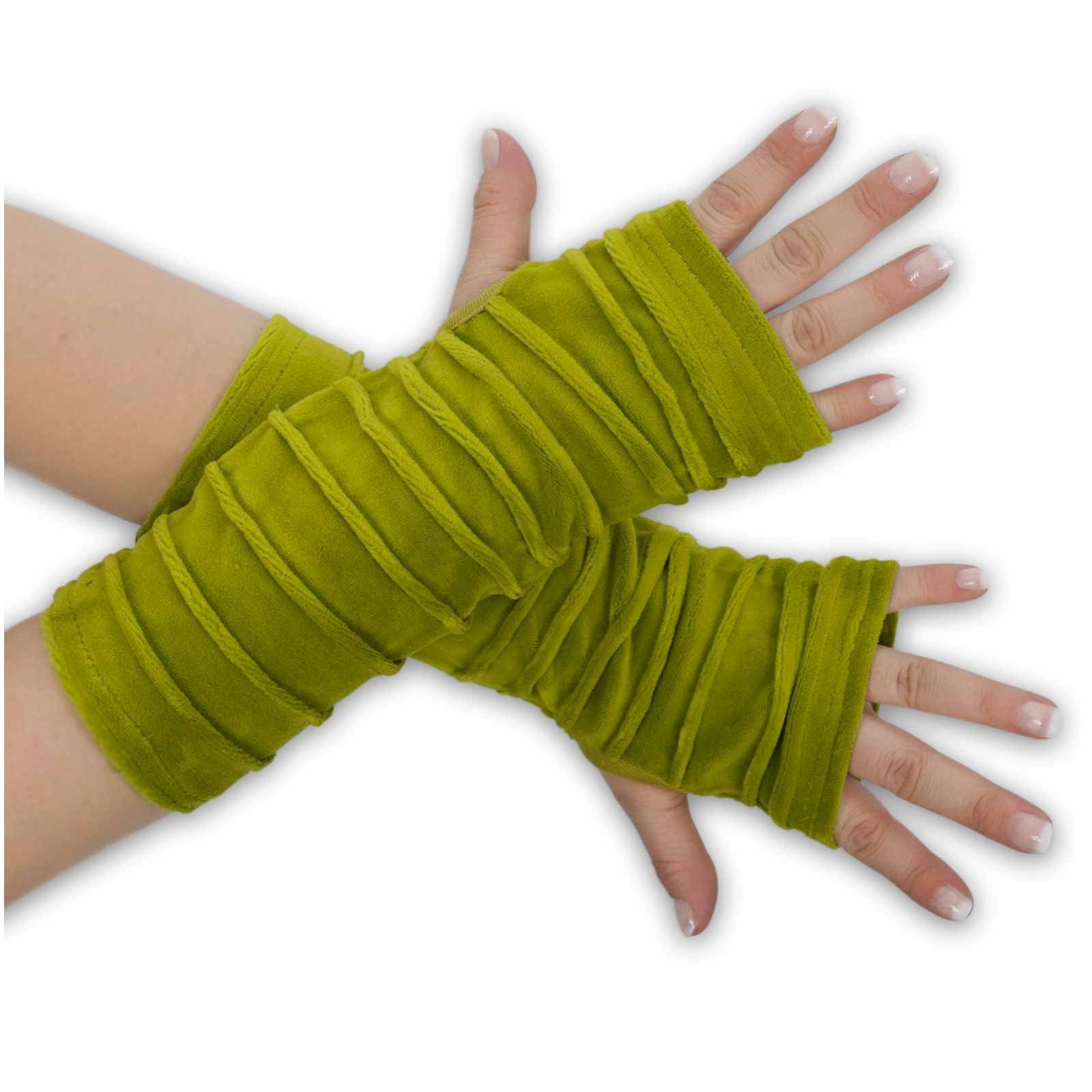 KUNST UND MAGIE Armstulpen Kunst und Magie Samt Armstulpen Stulpen Handwärmer Handschuhe Boho Lemon